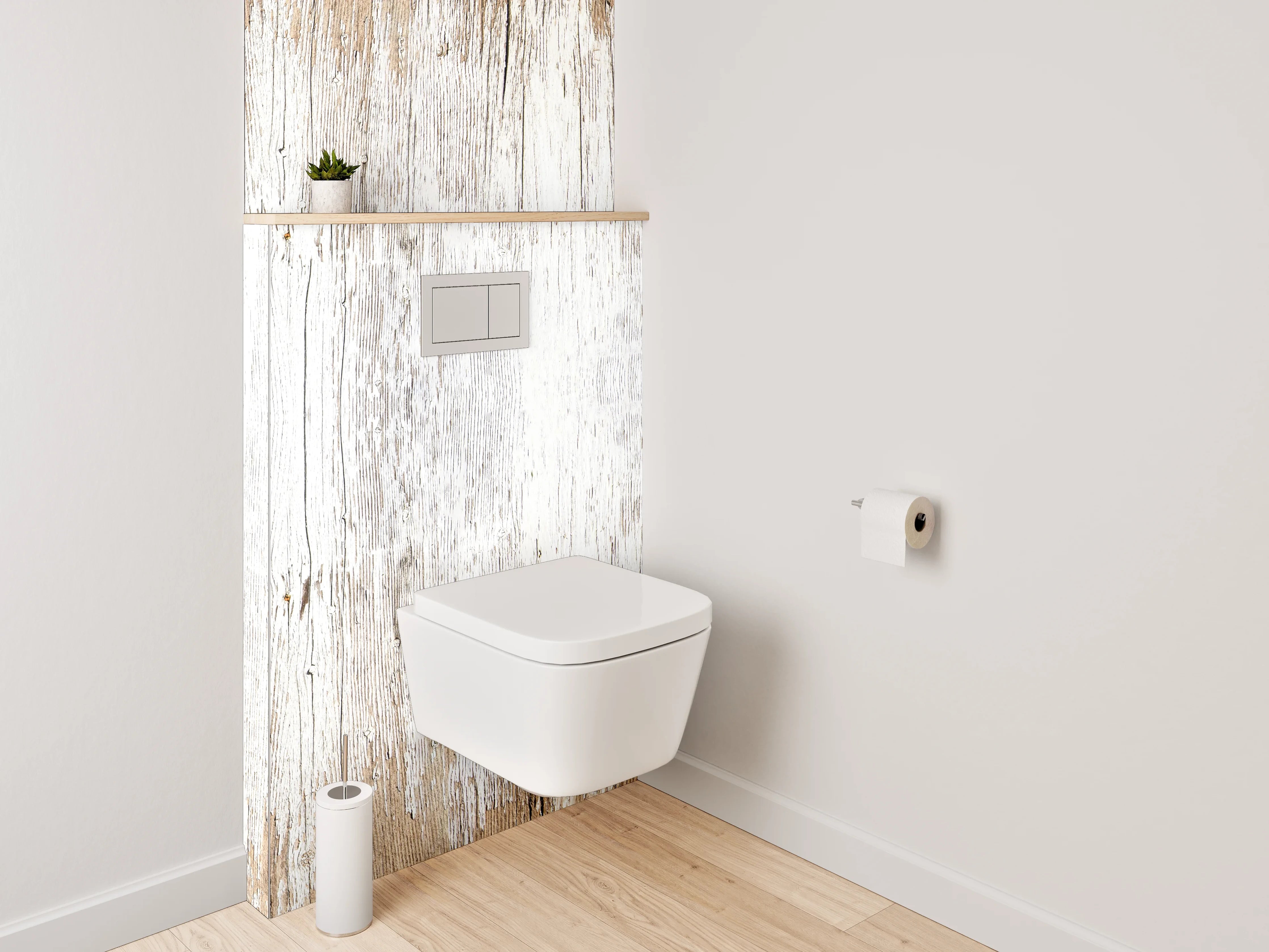 WC-Rückwand - Weißbraune Vintage-Holzoptik