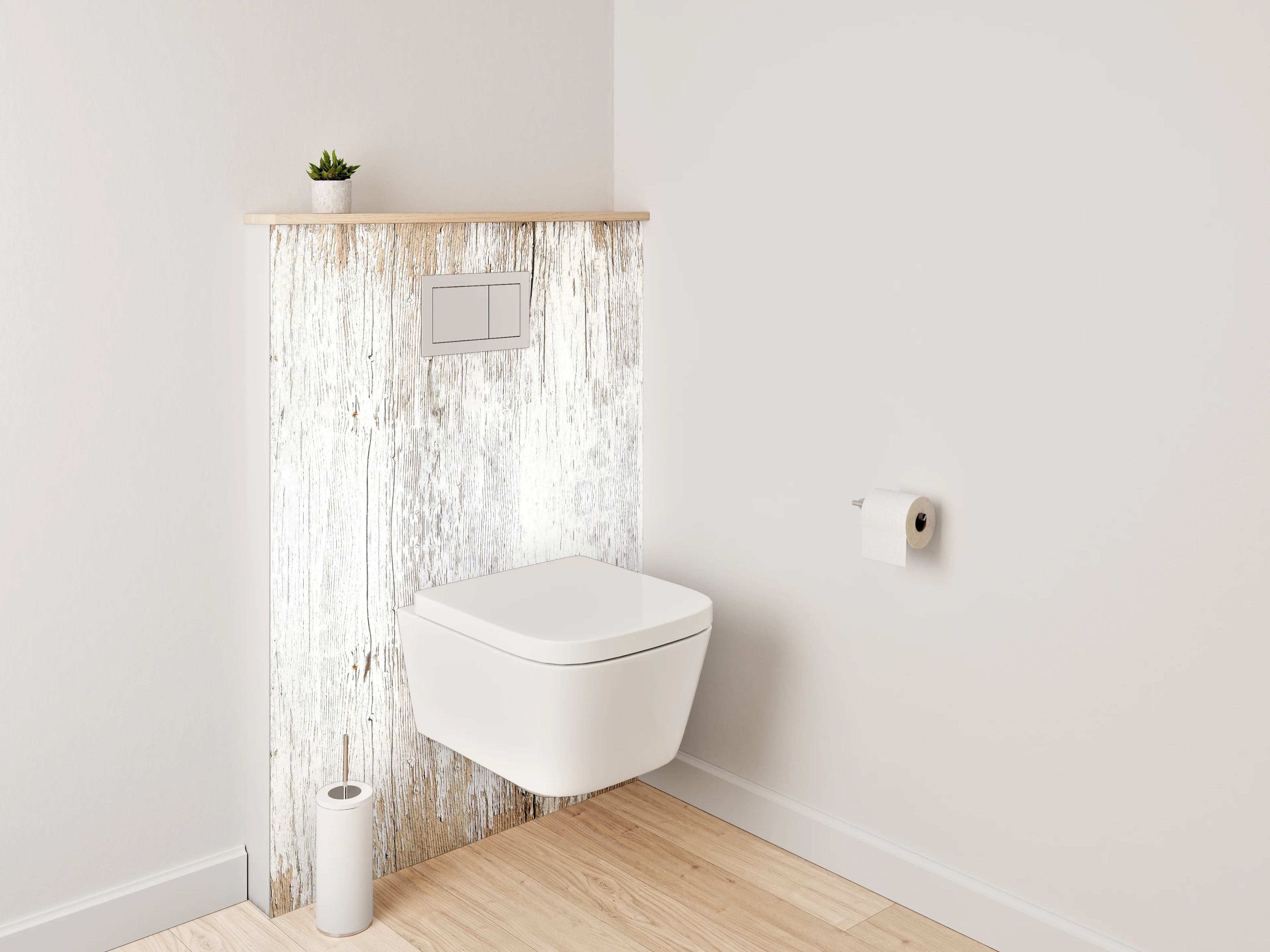 WC-Rückwand - Weißbraune Vintage-Holzoptik