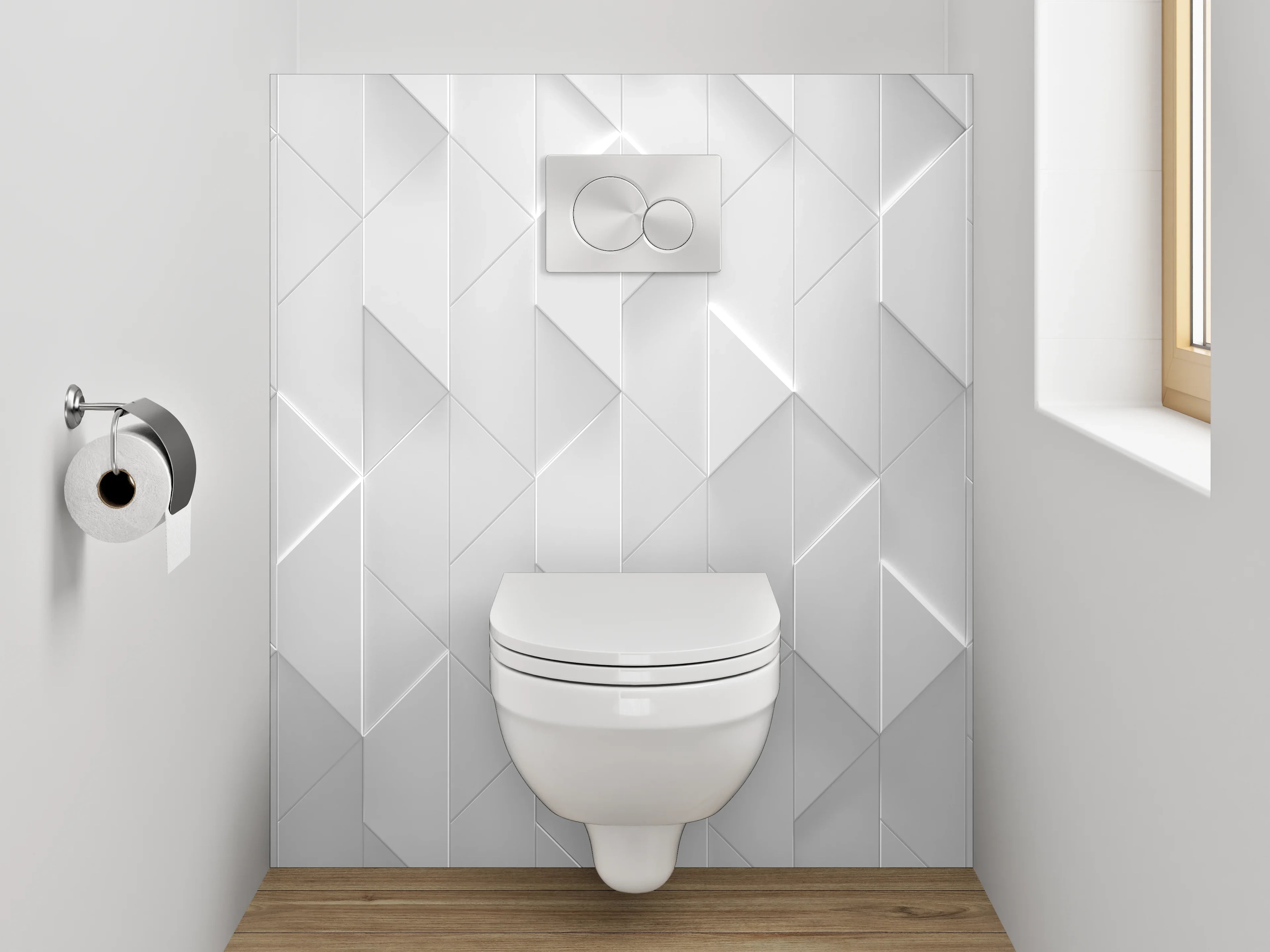 WC-Rückwand - Weiße 3D-Muster Wandpaneele