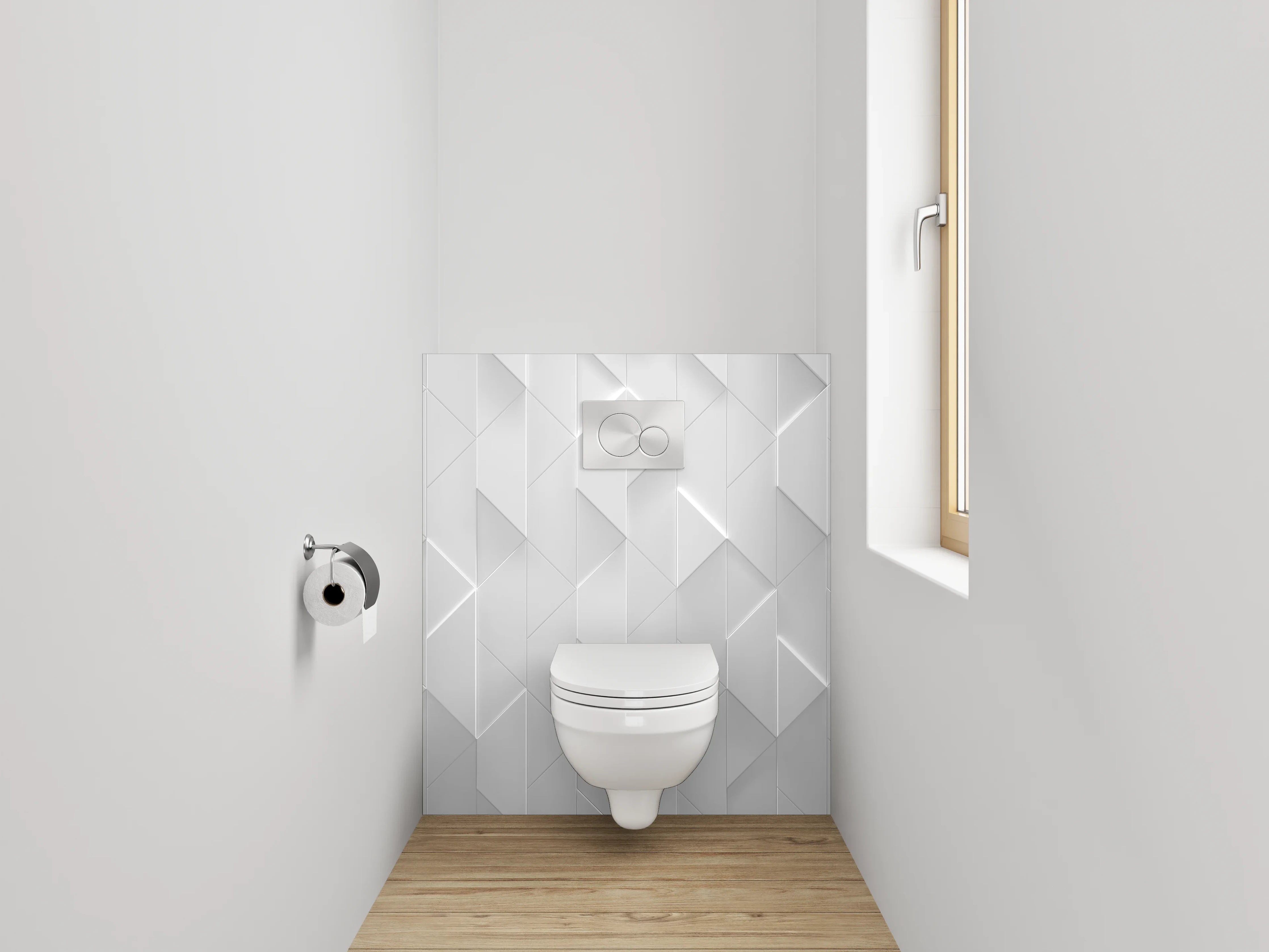 WC-Rückwand - Weiße 3D-Muster Wandpaneele
