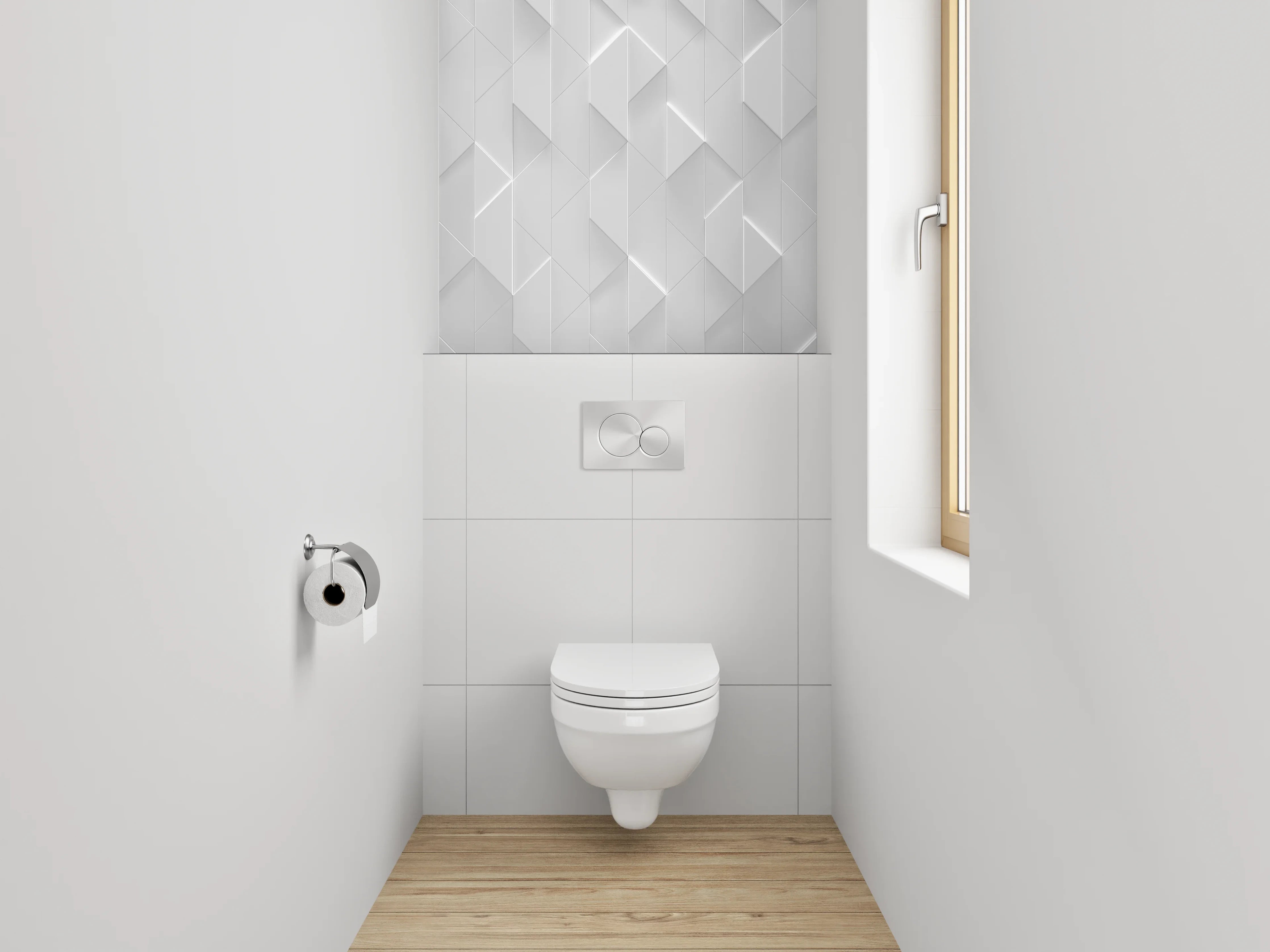 WC-Rückwand - Weiße 3D-Muster Wandpaneele