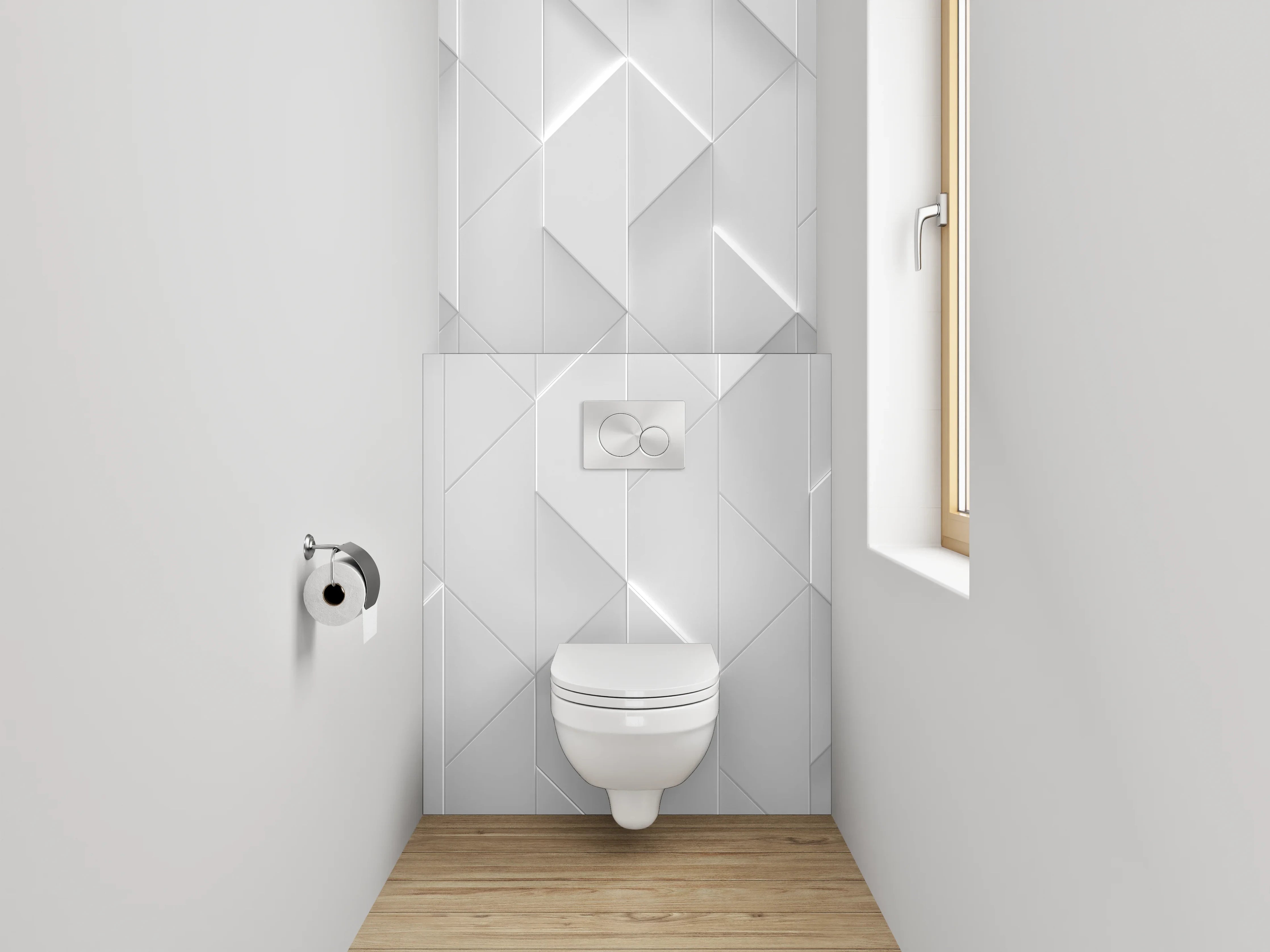 WC-Rückwand - Weiße 3D-Muster Wandpaneele