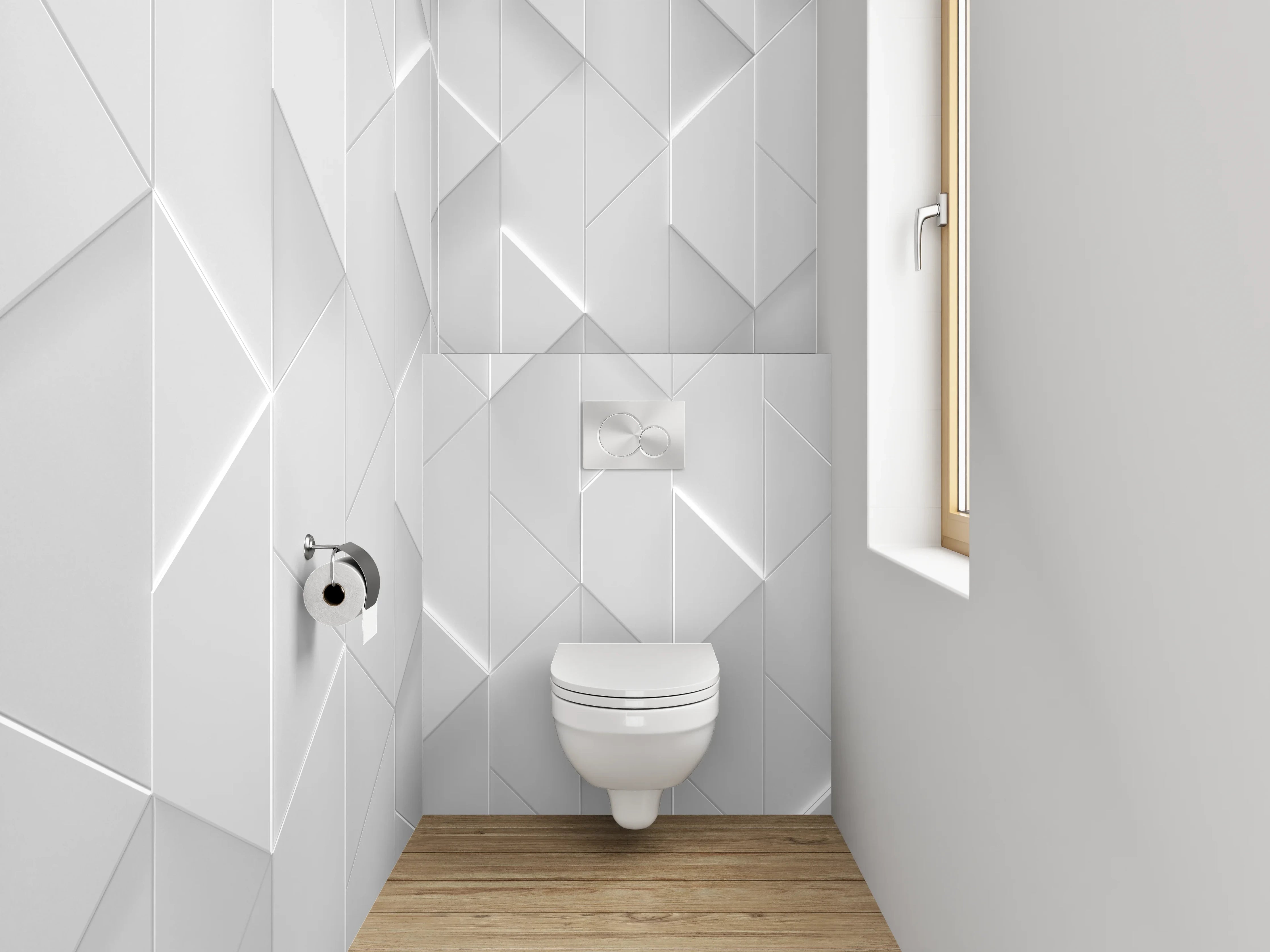 WC-Rückwand - Weiße 3D-Muster Wandpaneele