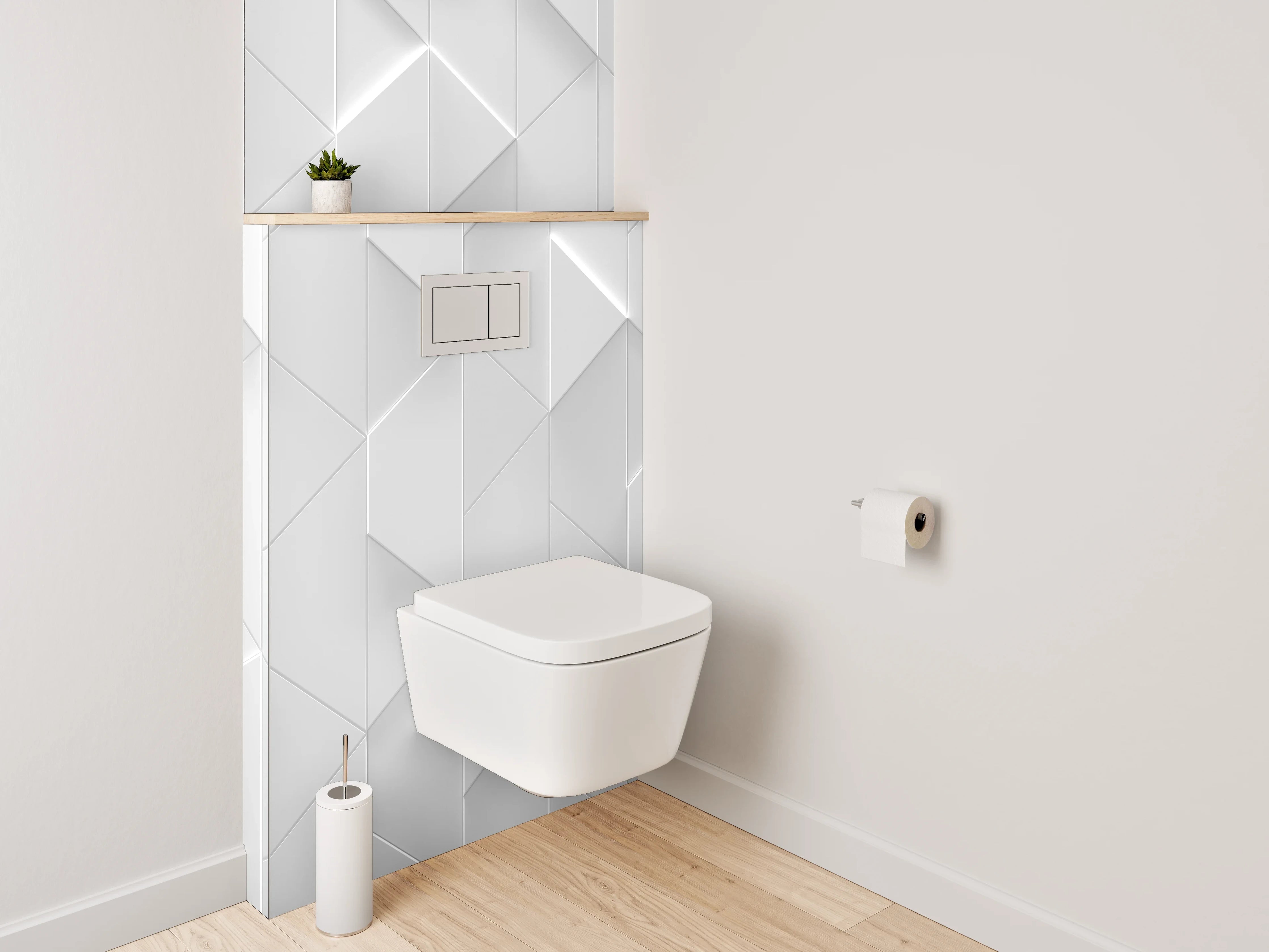 WC-Rückwand - Weiße 3D-Muster Wandpaneele