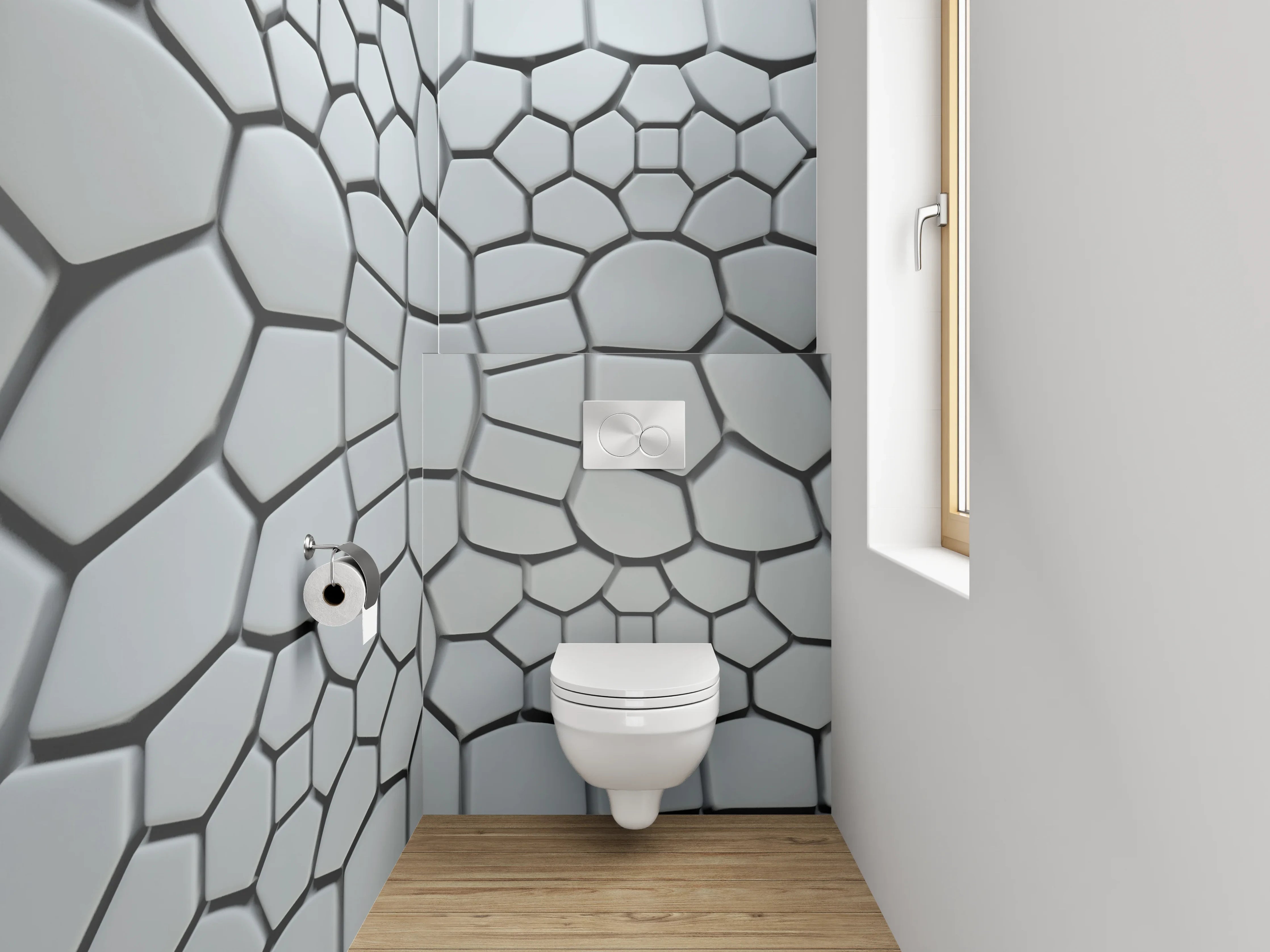 WC-Rückwand - Weiße Abstrakte Kachelmuster-Optik