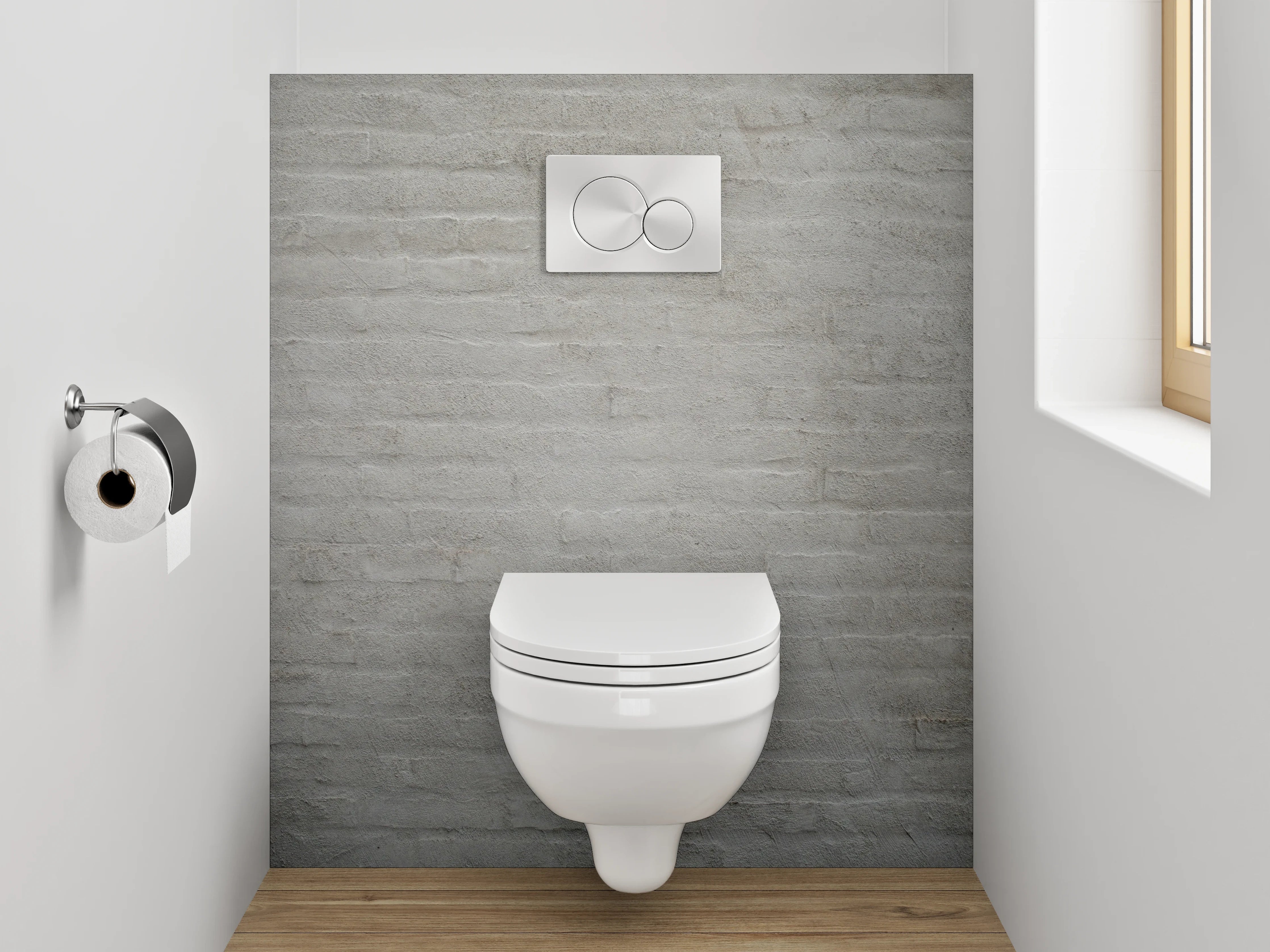 WC-Rückwand - Weiße Backstein Wandstruktur