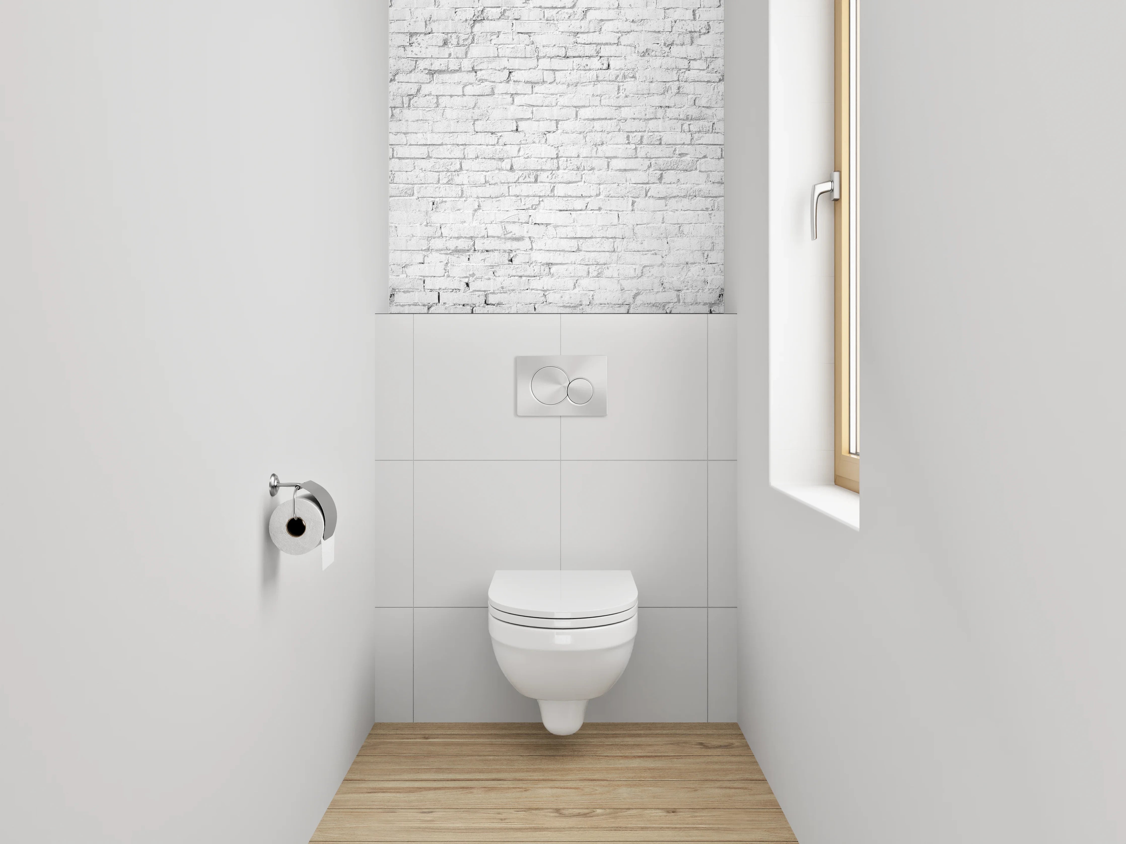 WC-Rückwand - Weiße Backsteinwand Fototapete