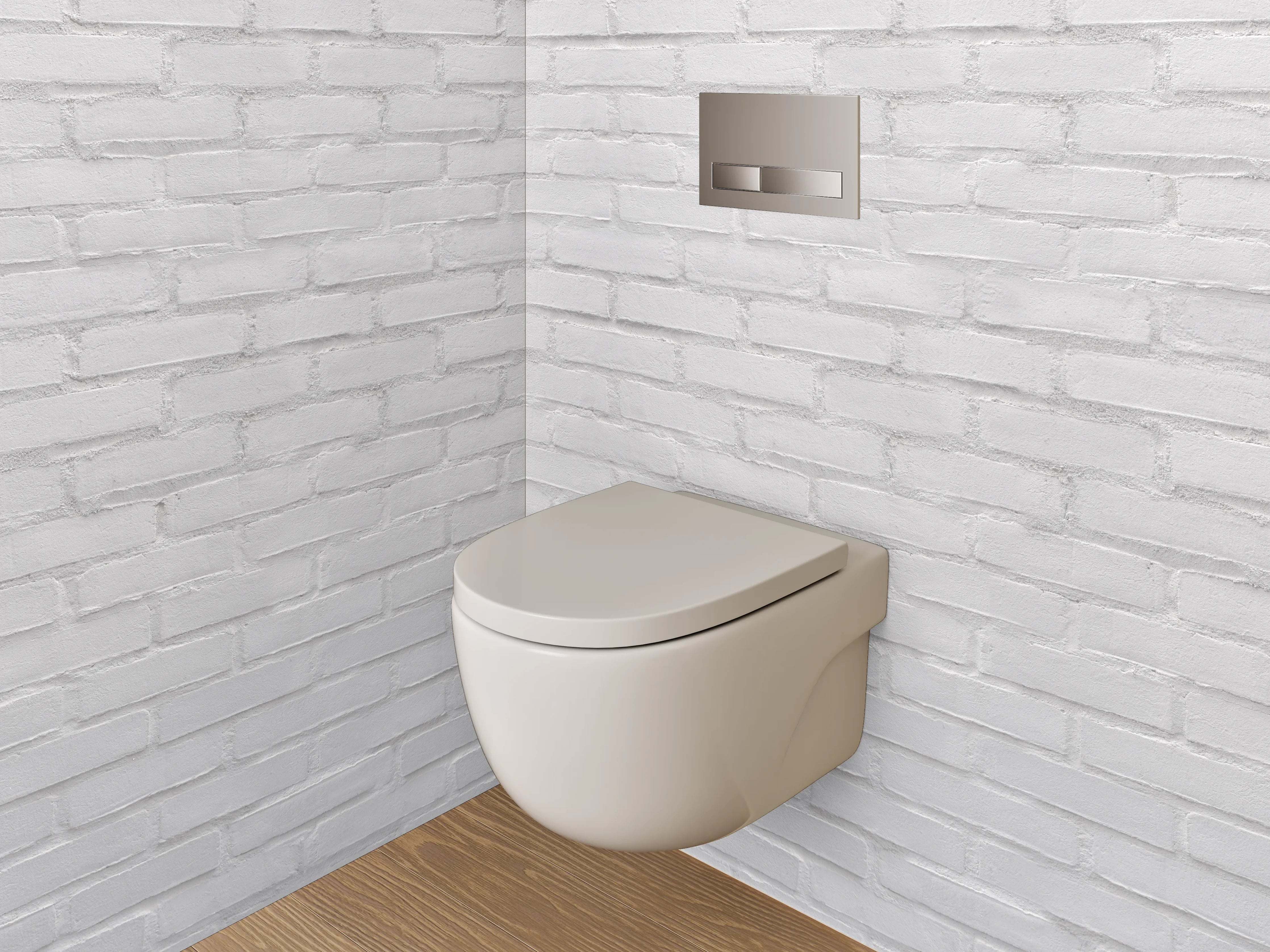 WC-Rückwand - Weiße Backsteinwand Strukturiert Minimalistisch