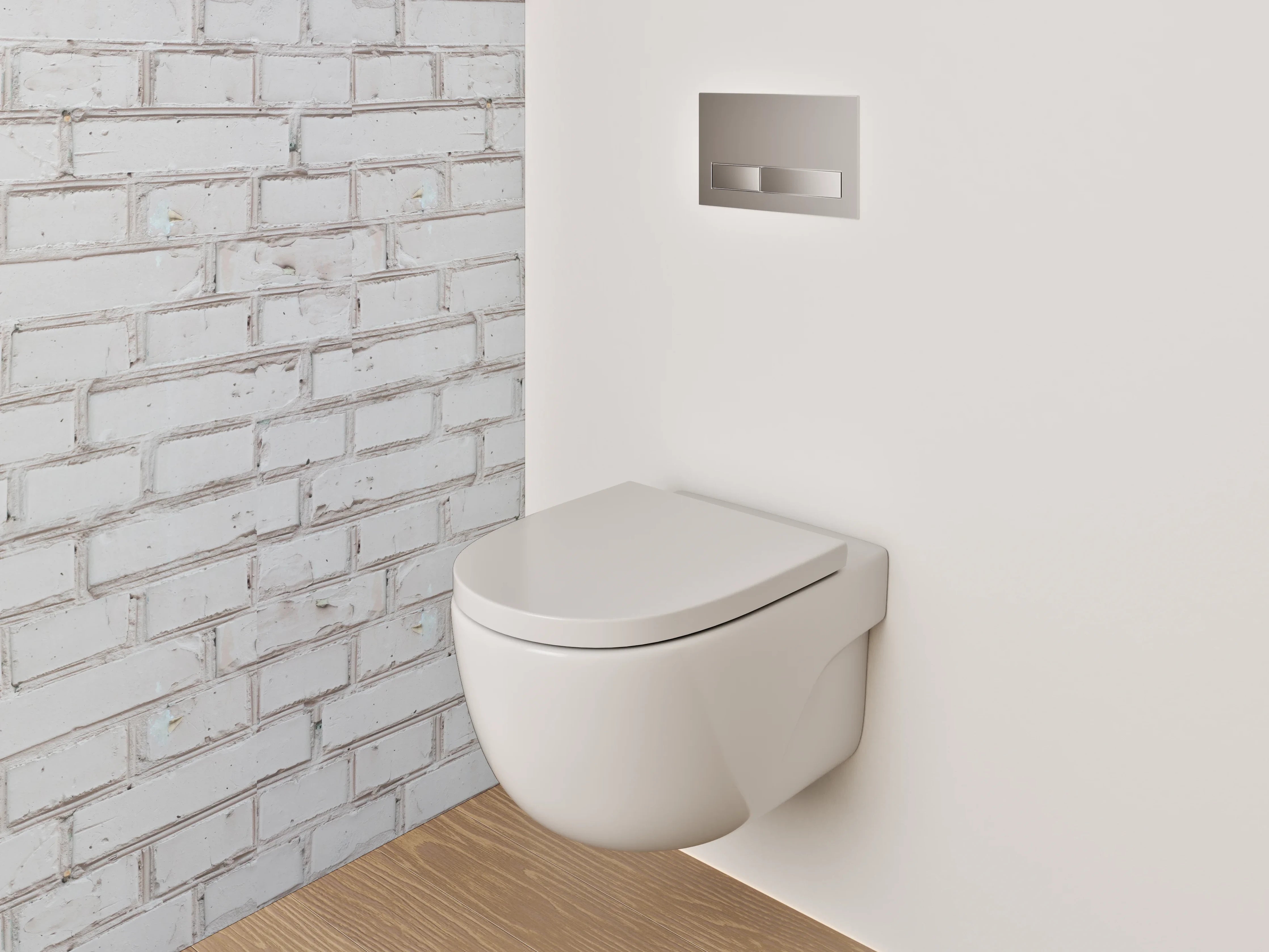 WC-Rückwand - Weiße Backsteinwand Symmetrisch Modern