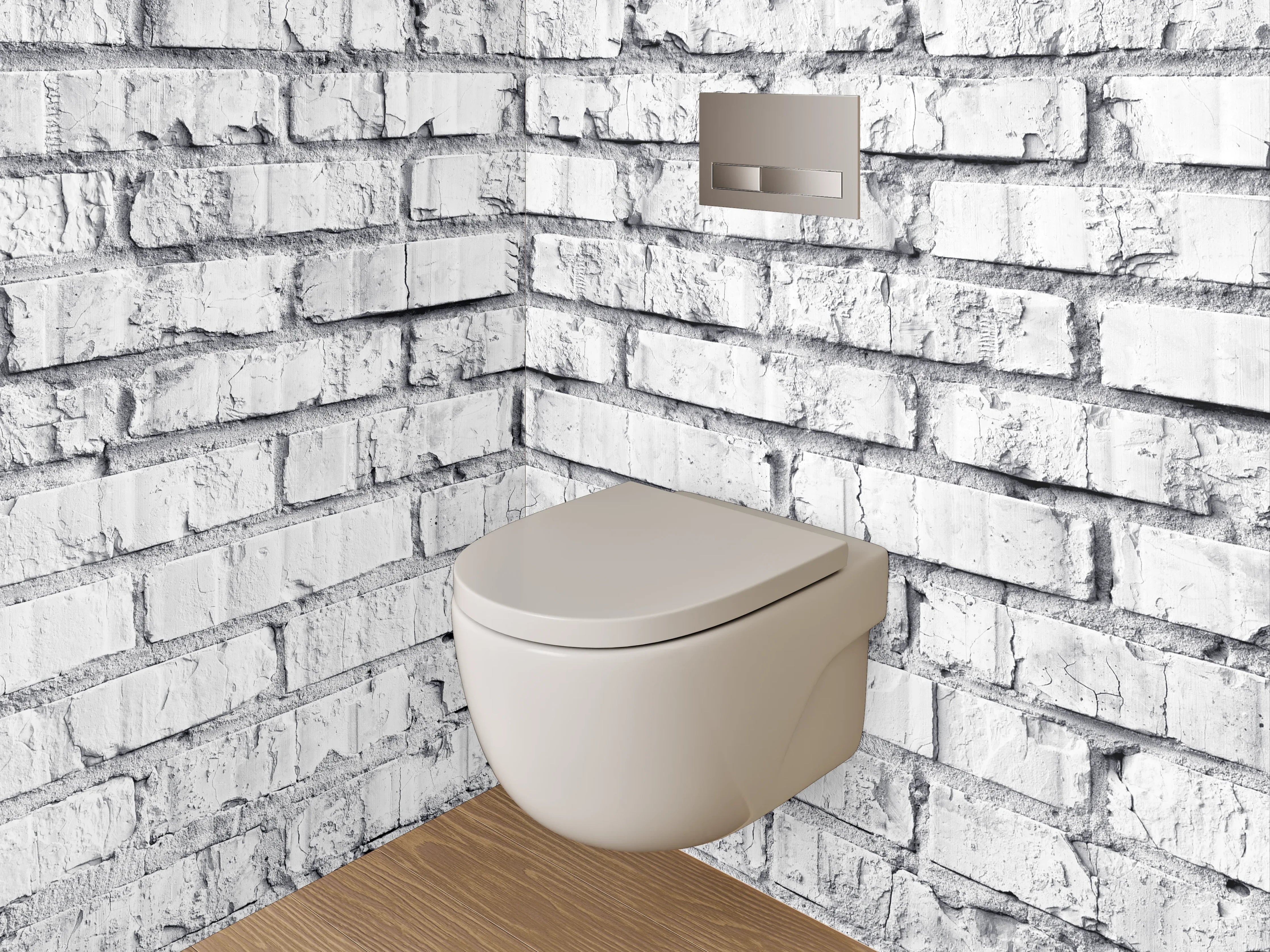 WC-Rückwand - Weiße Backsteinwand Vintage-Look