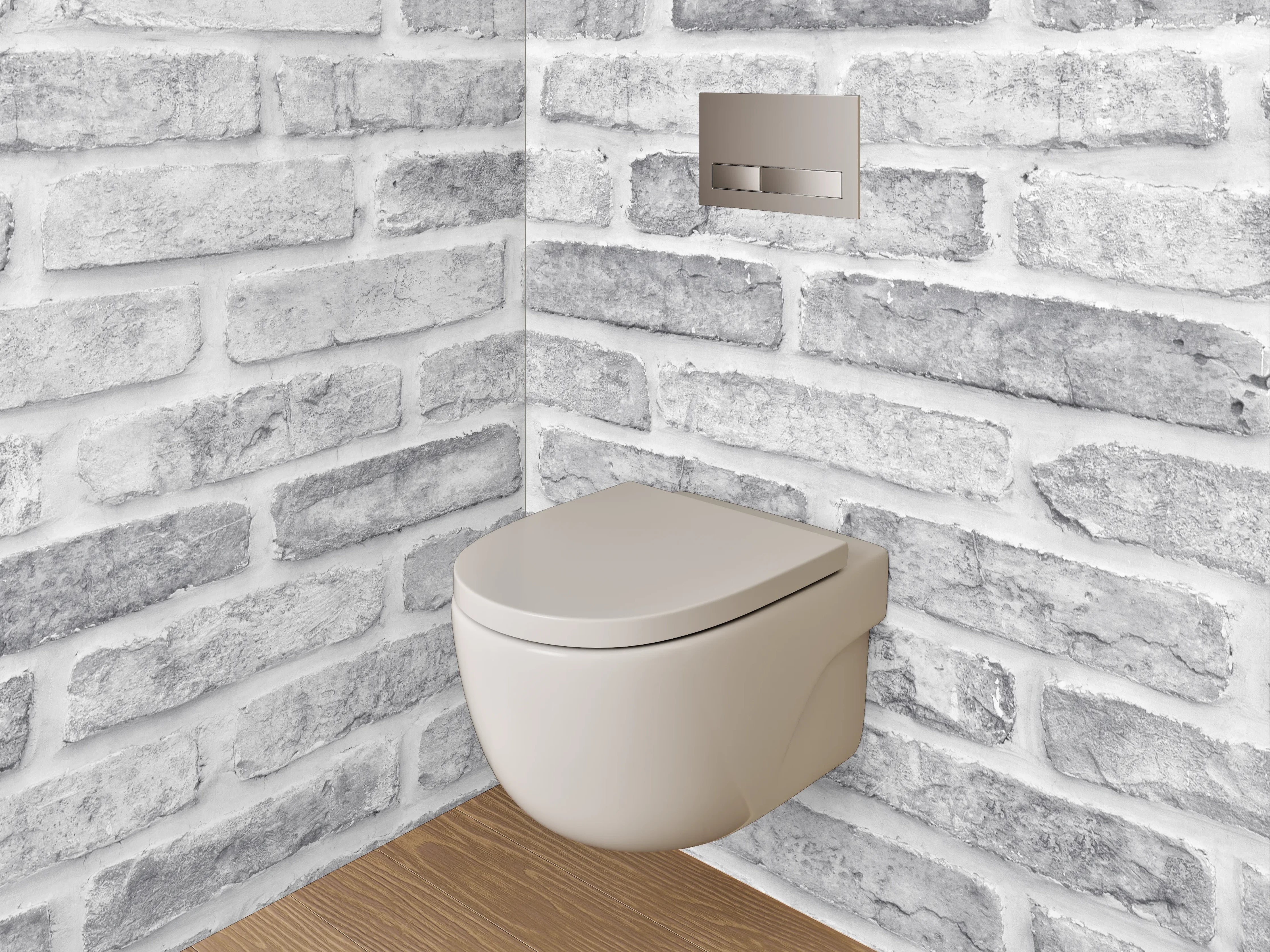 WC-Rückwand - Weiße Backsteinwand in Ziegeloptik