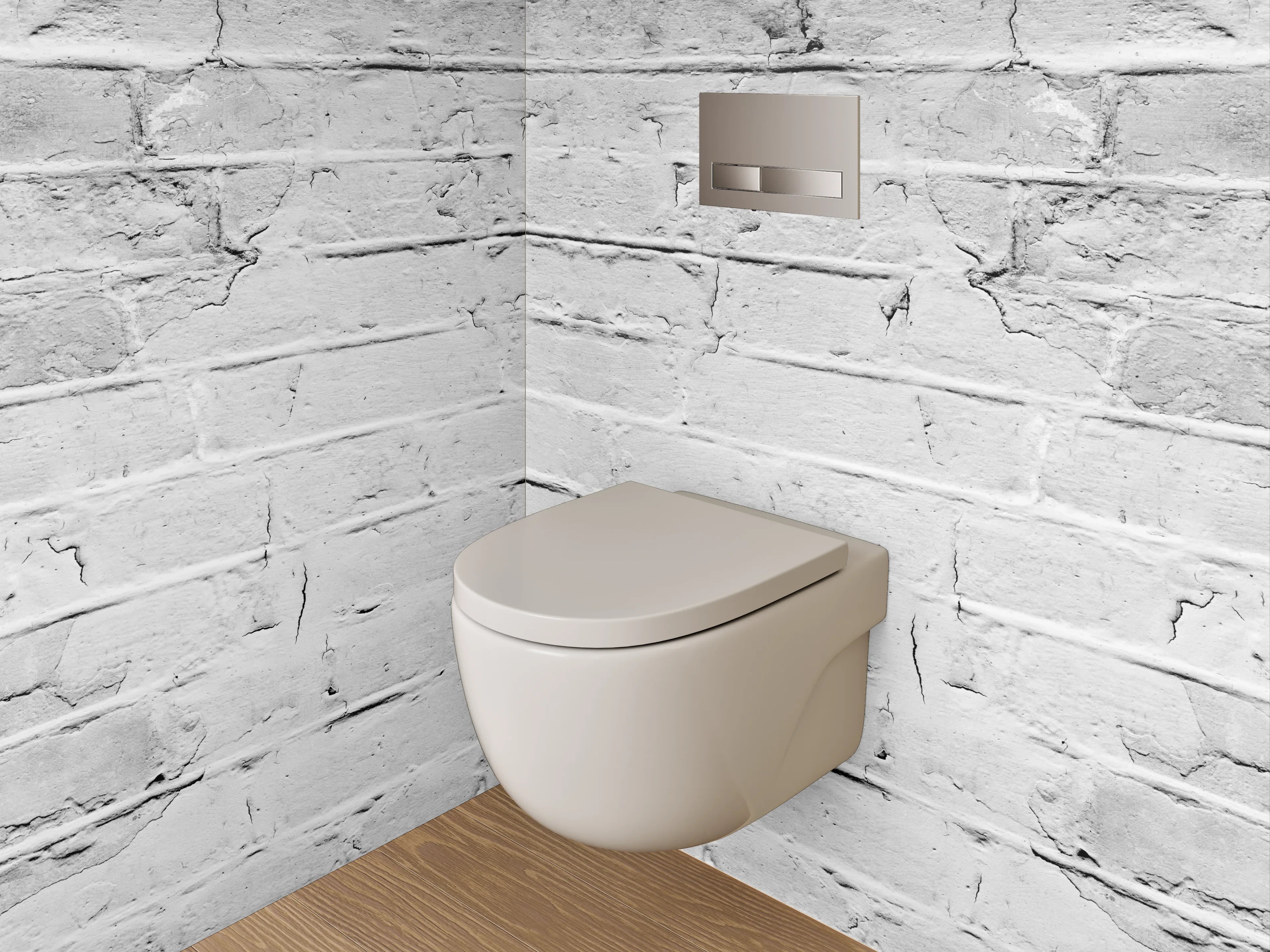 WC-Rückwand - Weiße Backsteinwand mit Vintage-Flair