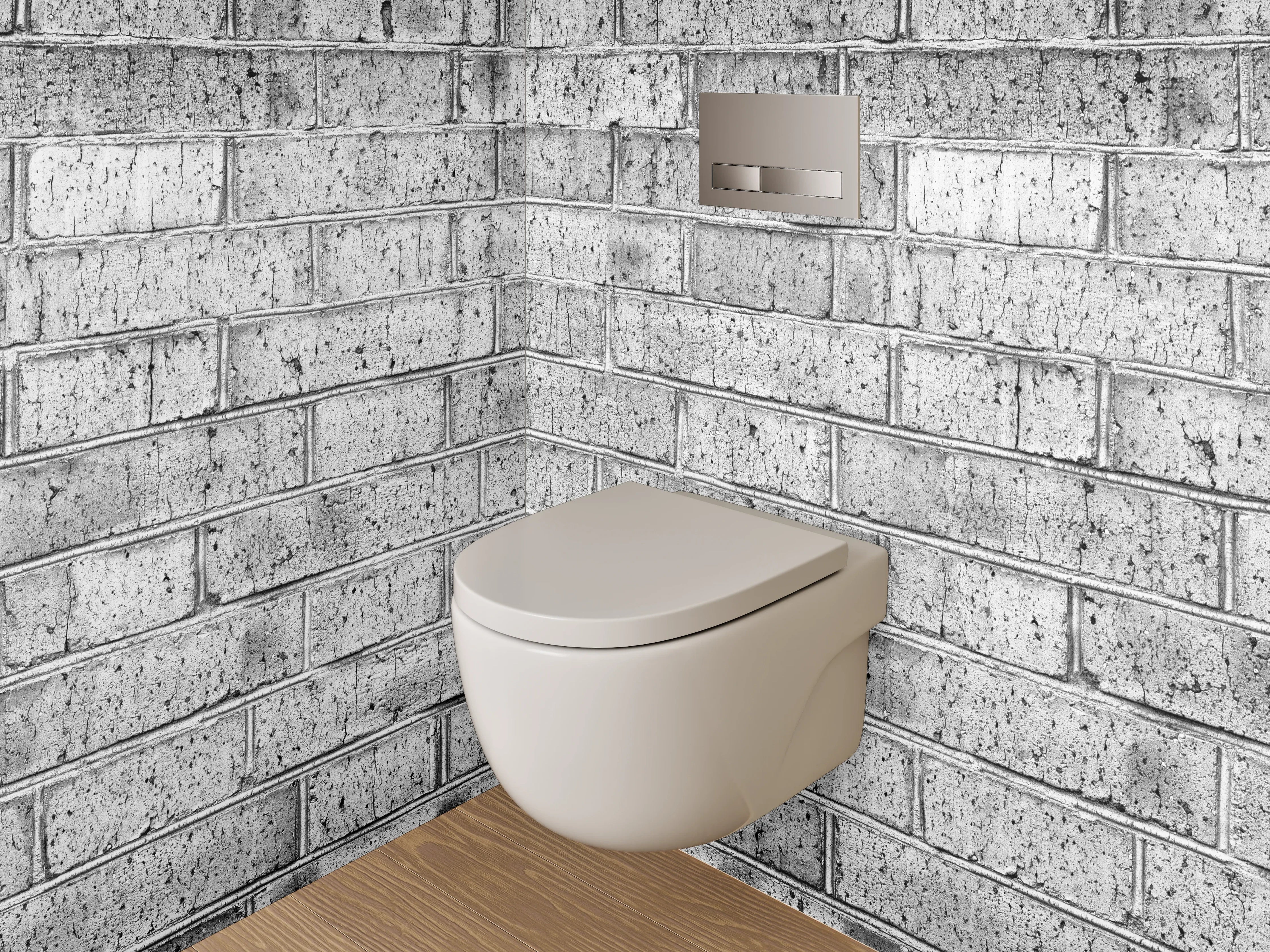 WC-Rückwand - Weiße Backsteinwand modern strukturiert