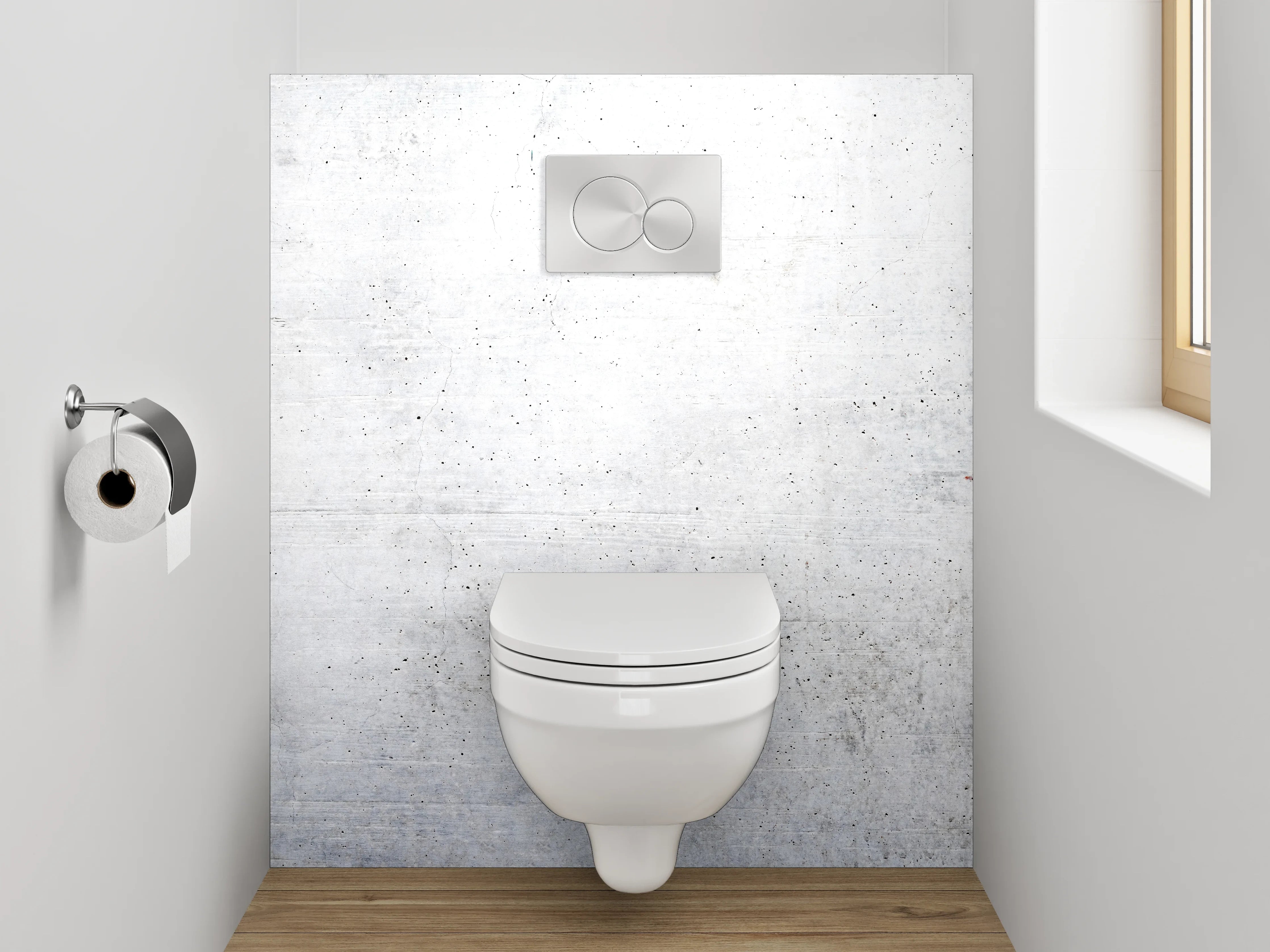 WC-Rückwand - Weiße Betonoptik Wanddekor