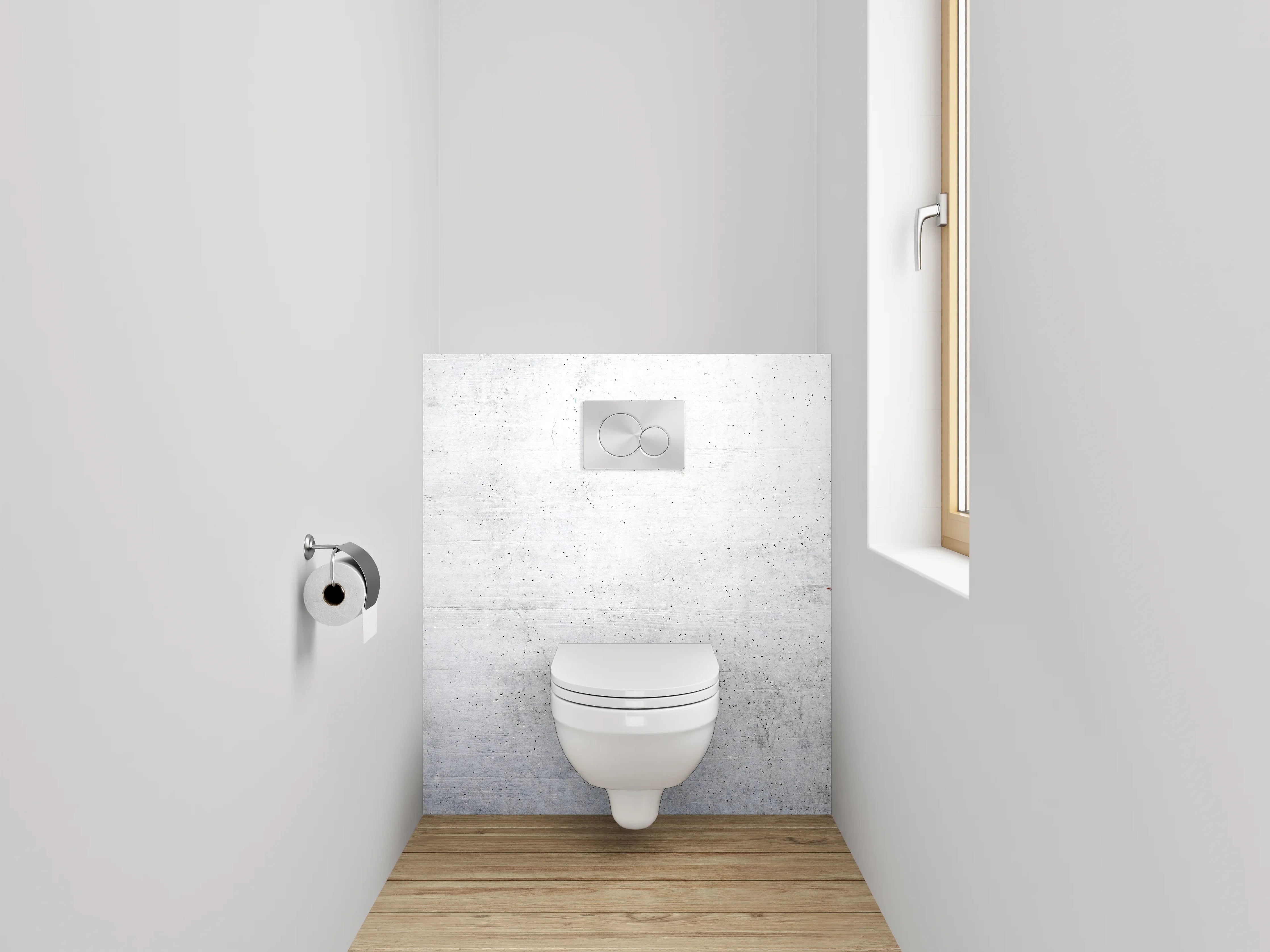 WC-Rückwand - Weiße Betonoptik Wanddekor