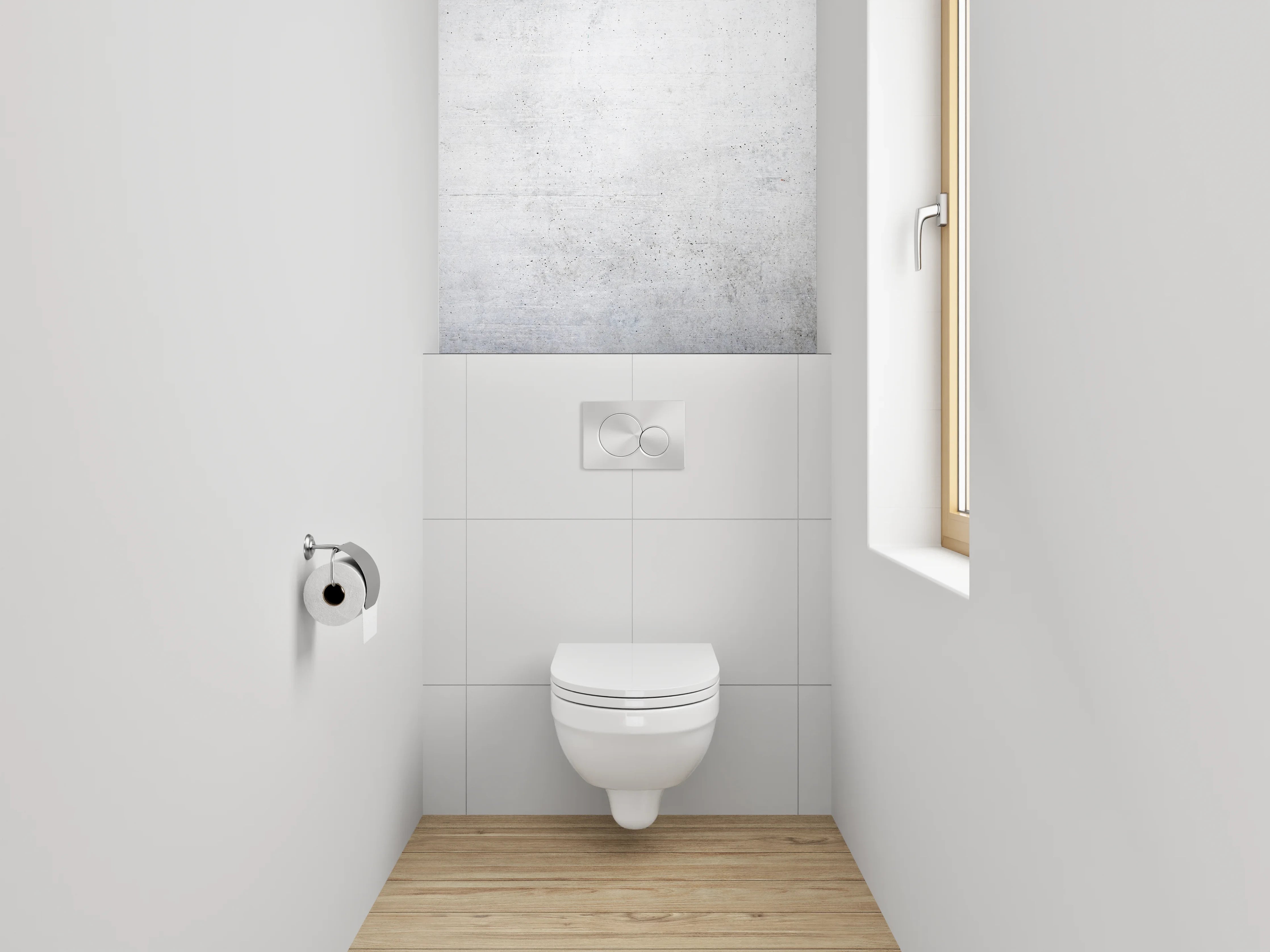 WC-Rückwand - Weiße Betonoptik Wanddekor