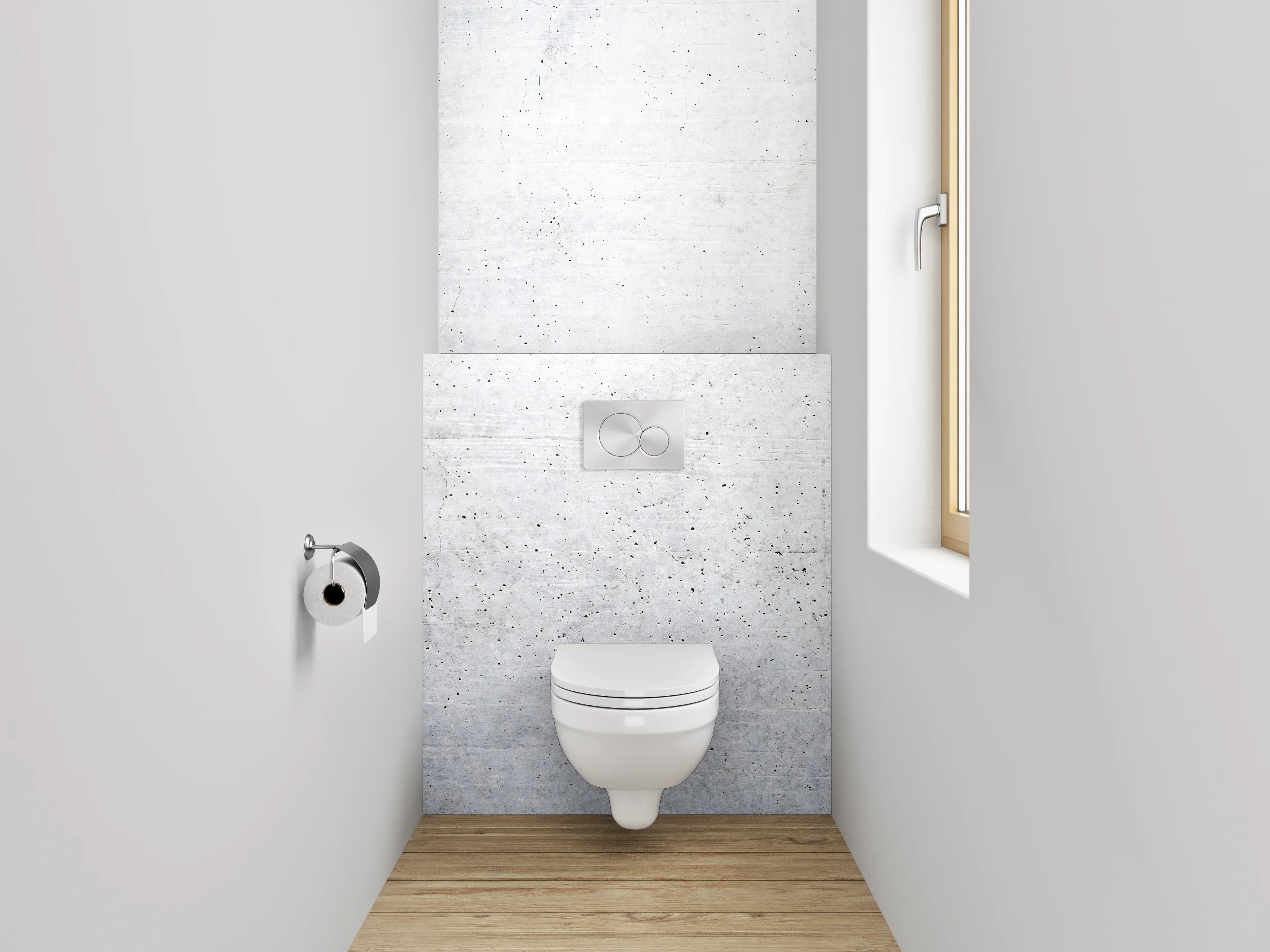 WC-Rückwand - Weiße Betonoptik Wanddekor