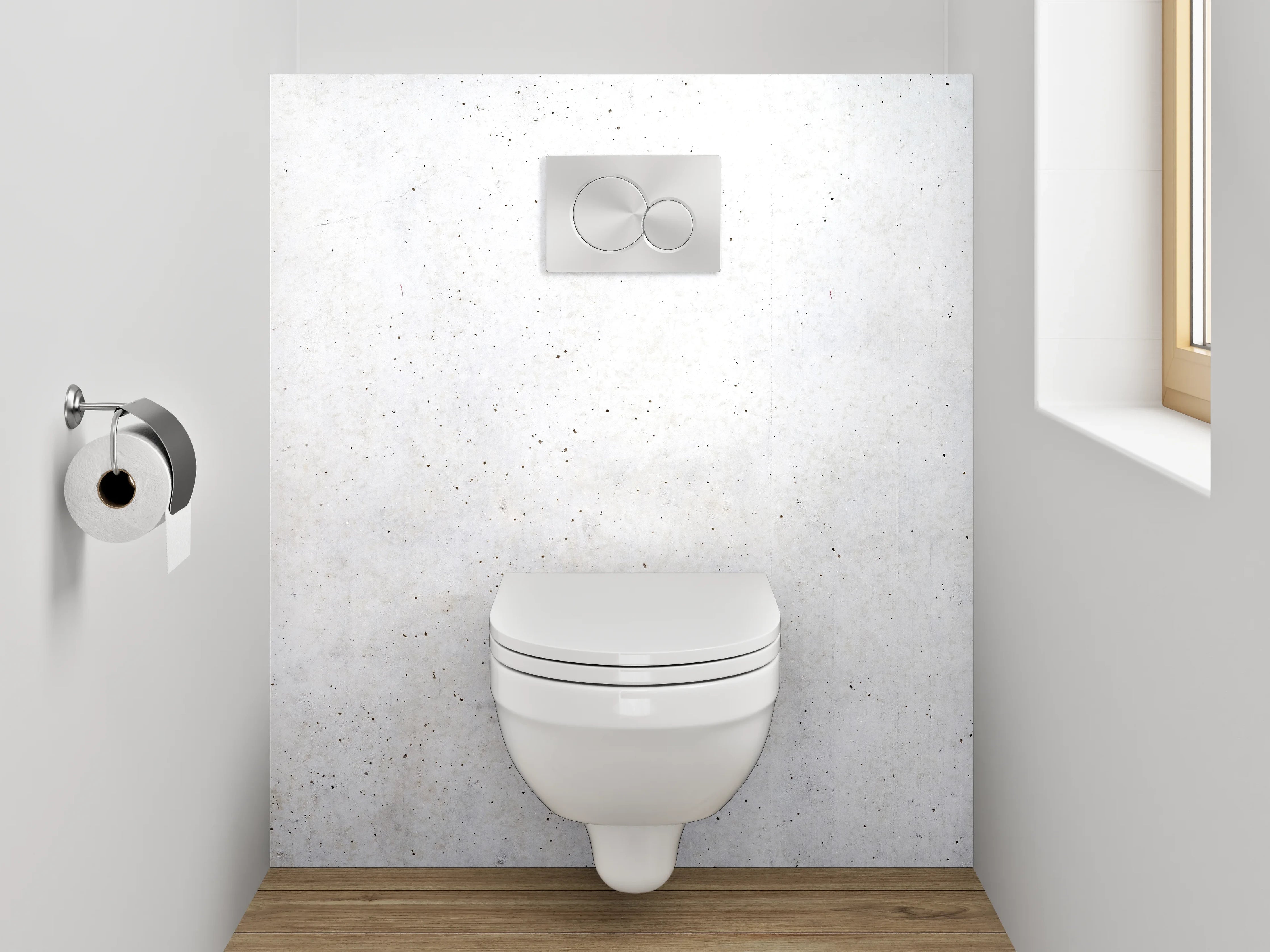 WC-Rückwand - Weiße Betonoptik Wandfläche