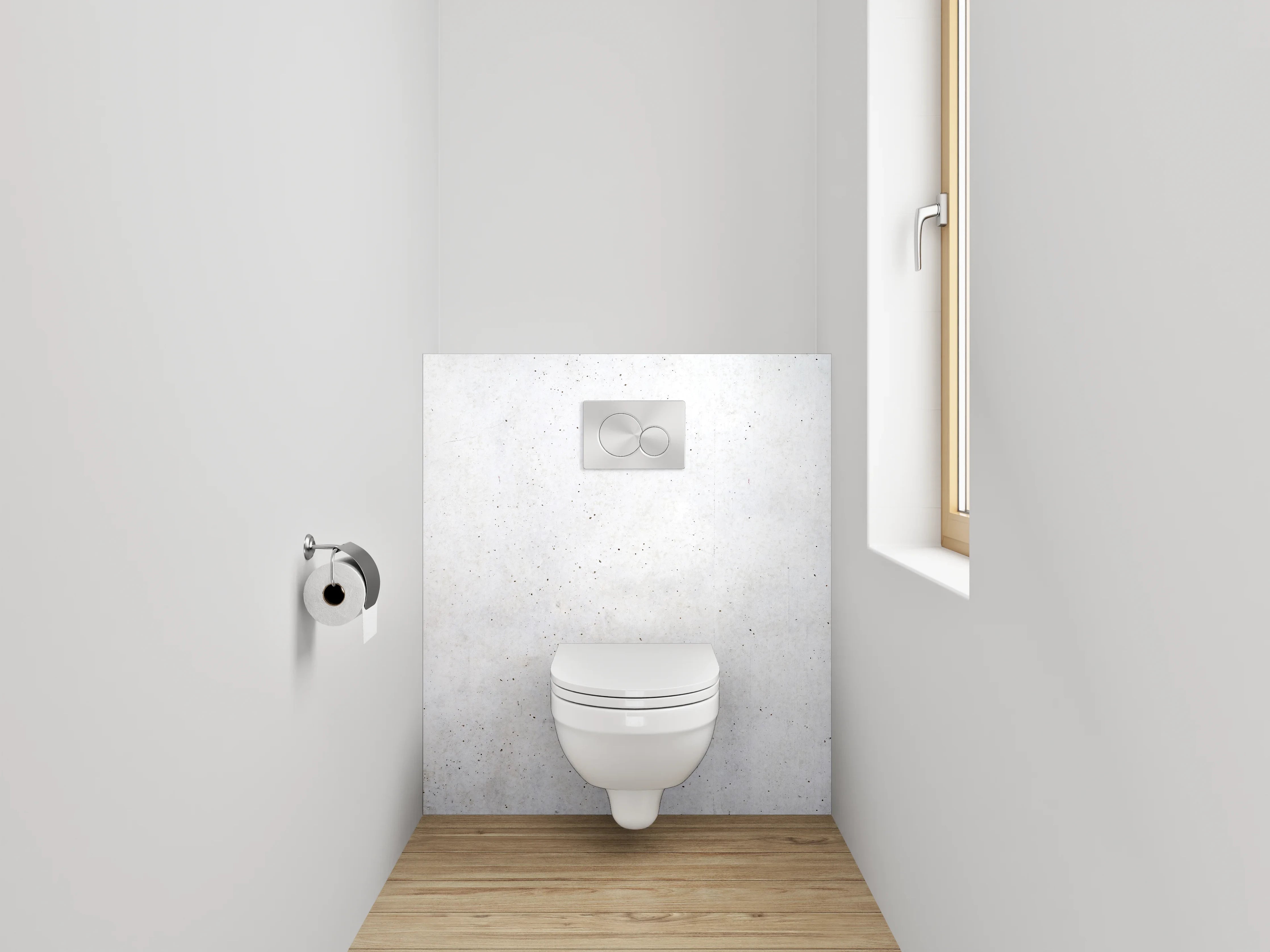 WC-Rückwand - Weiße Betonoptik Wandfläche