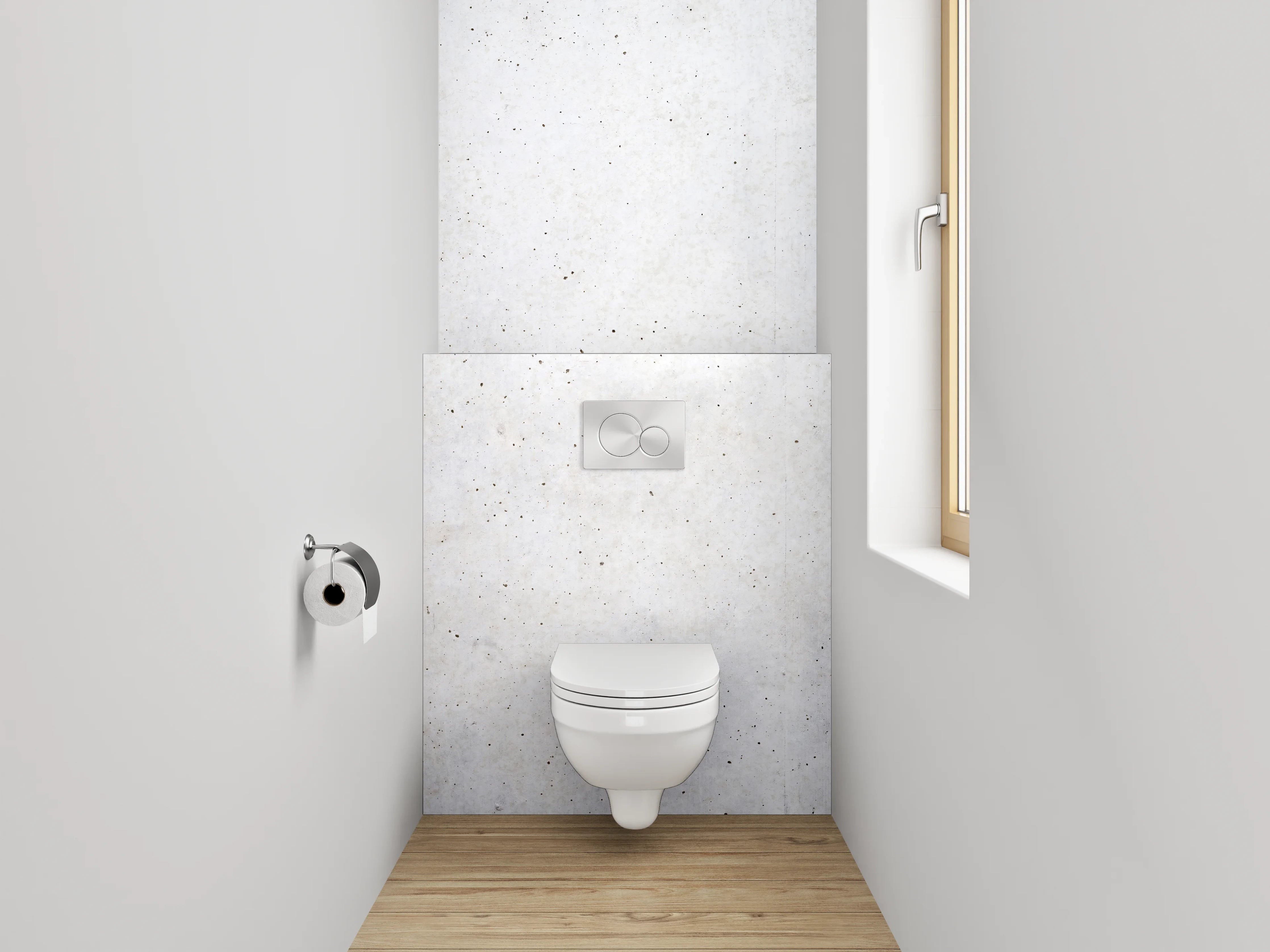 WC-Rückwand - Weiße Betonoptik Wandfläche