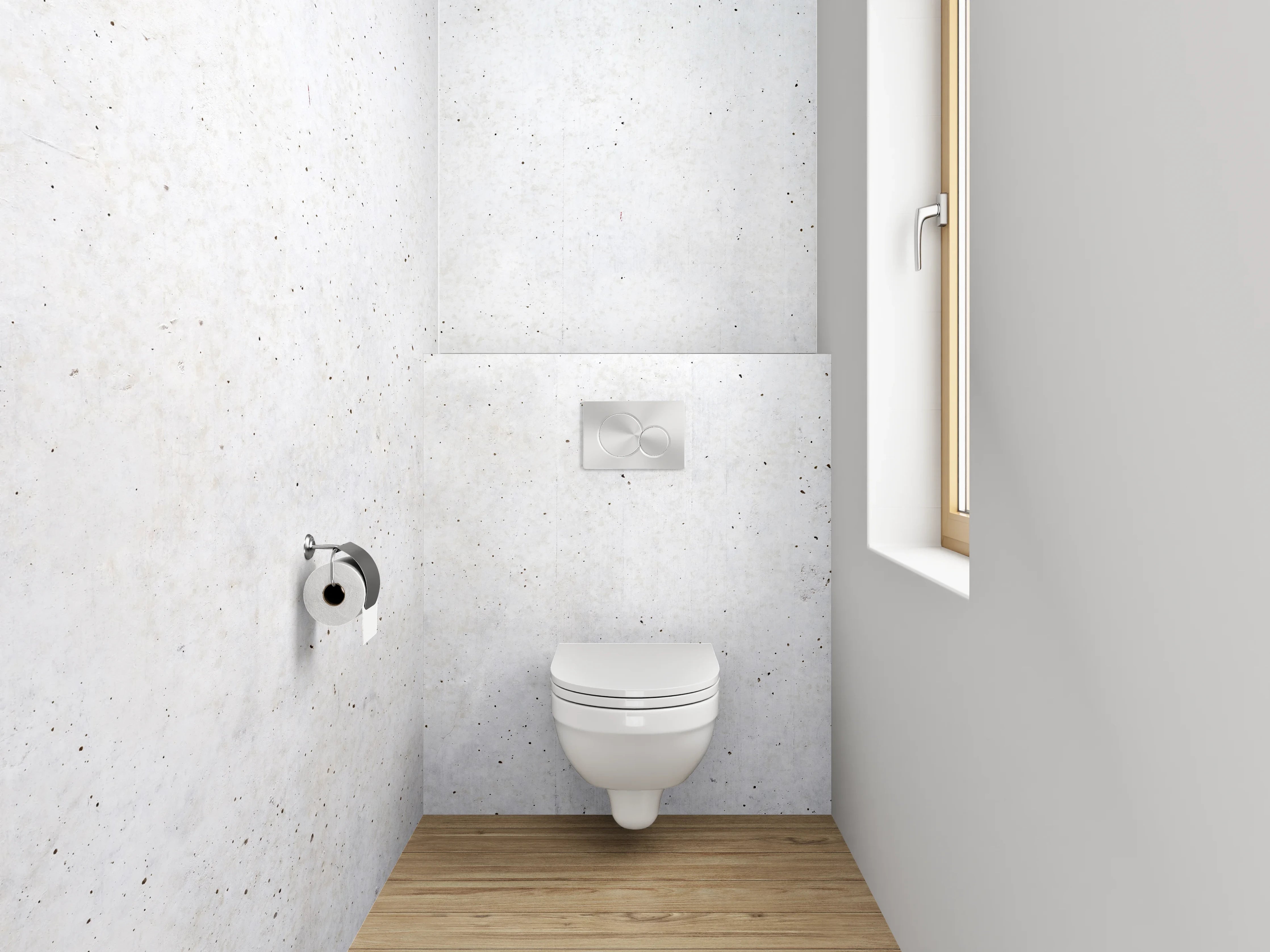 WC-Rückwand - Weiße Betonoptik Wandfläche