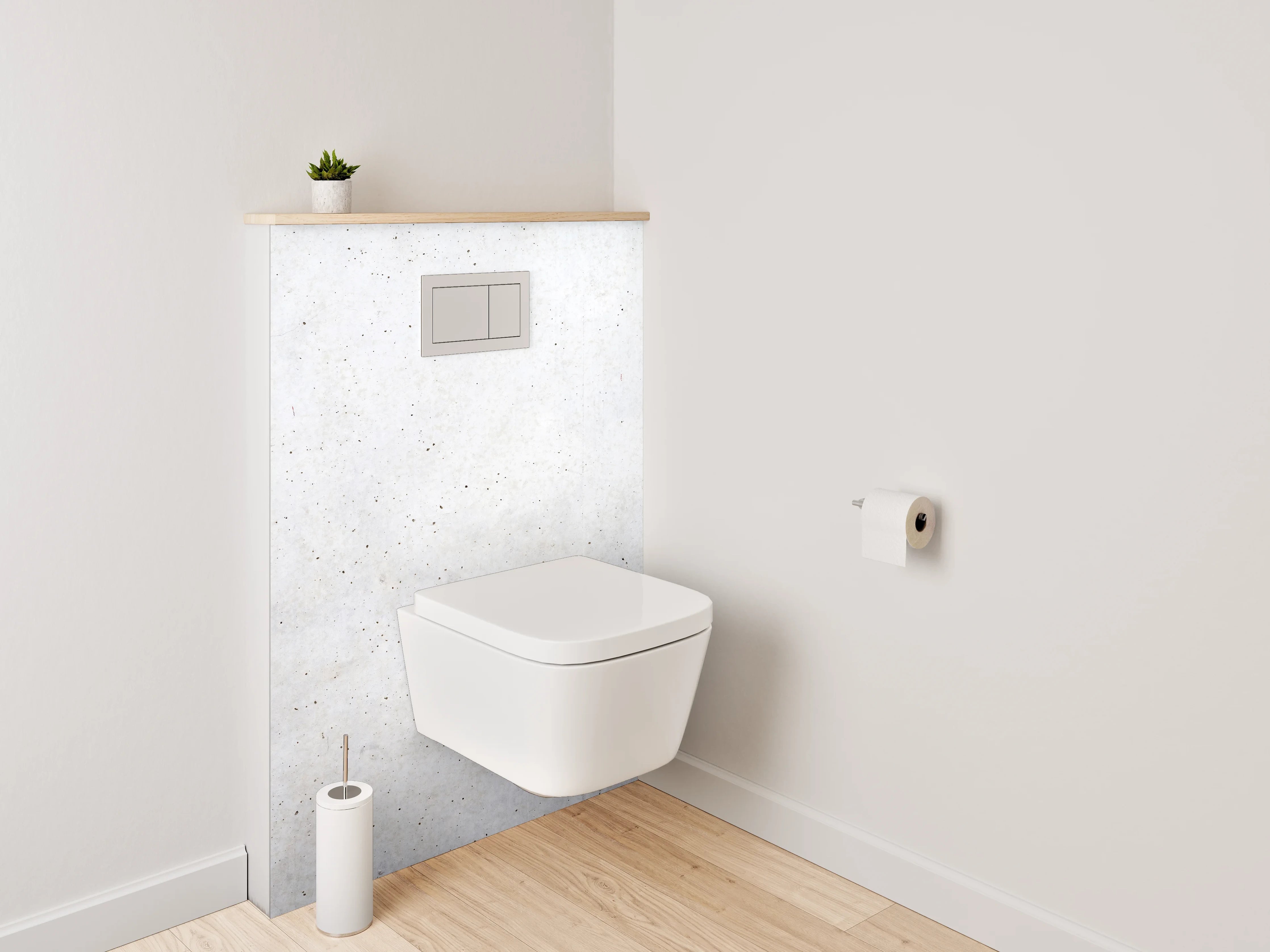 WC-Rückwand - Weiße Betonoptik Wandfläche