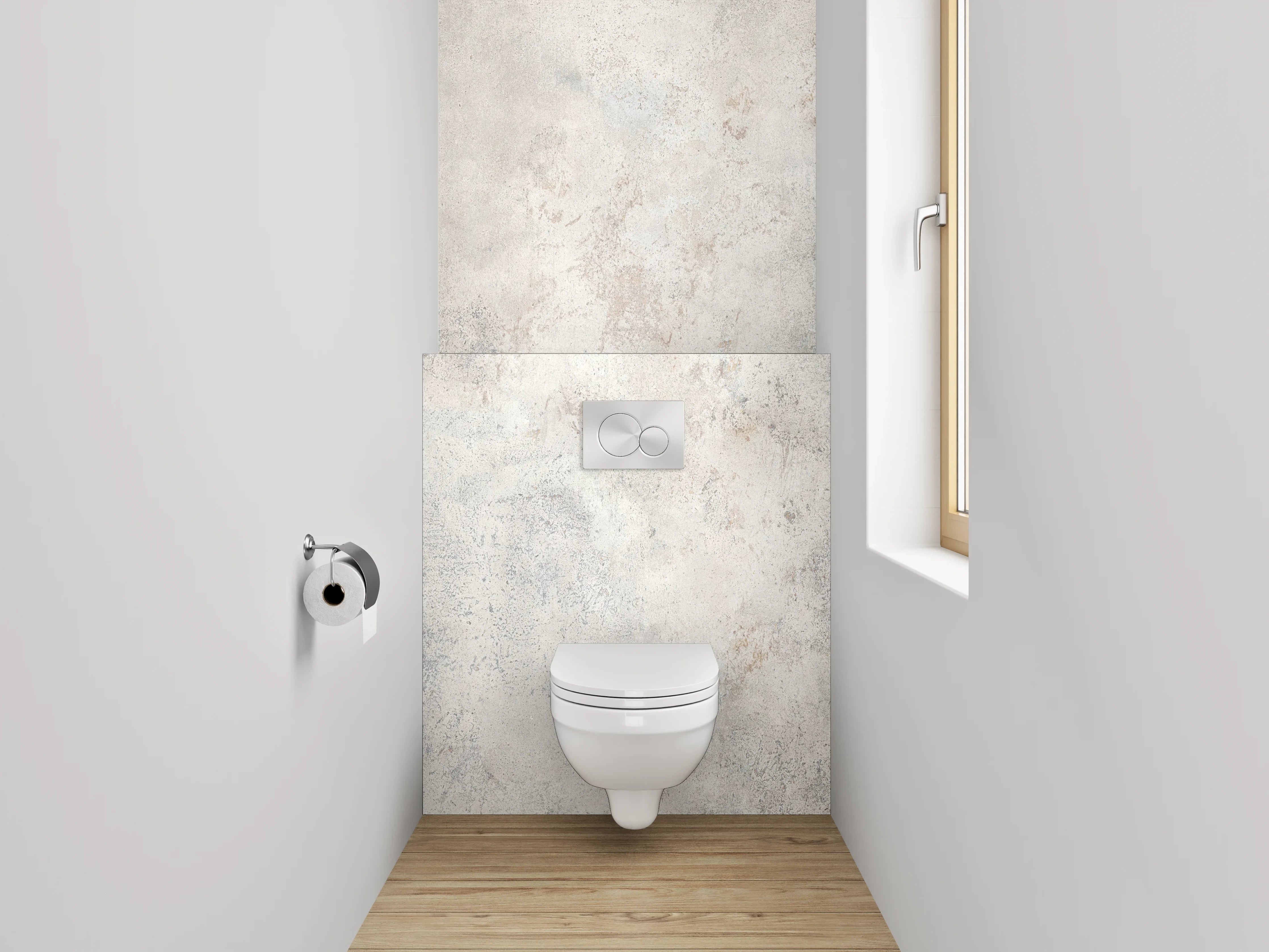 WC-Rückwand - Weiße Betonoptik Wandverkleidung