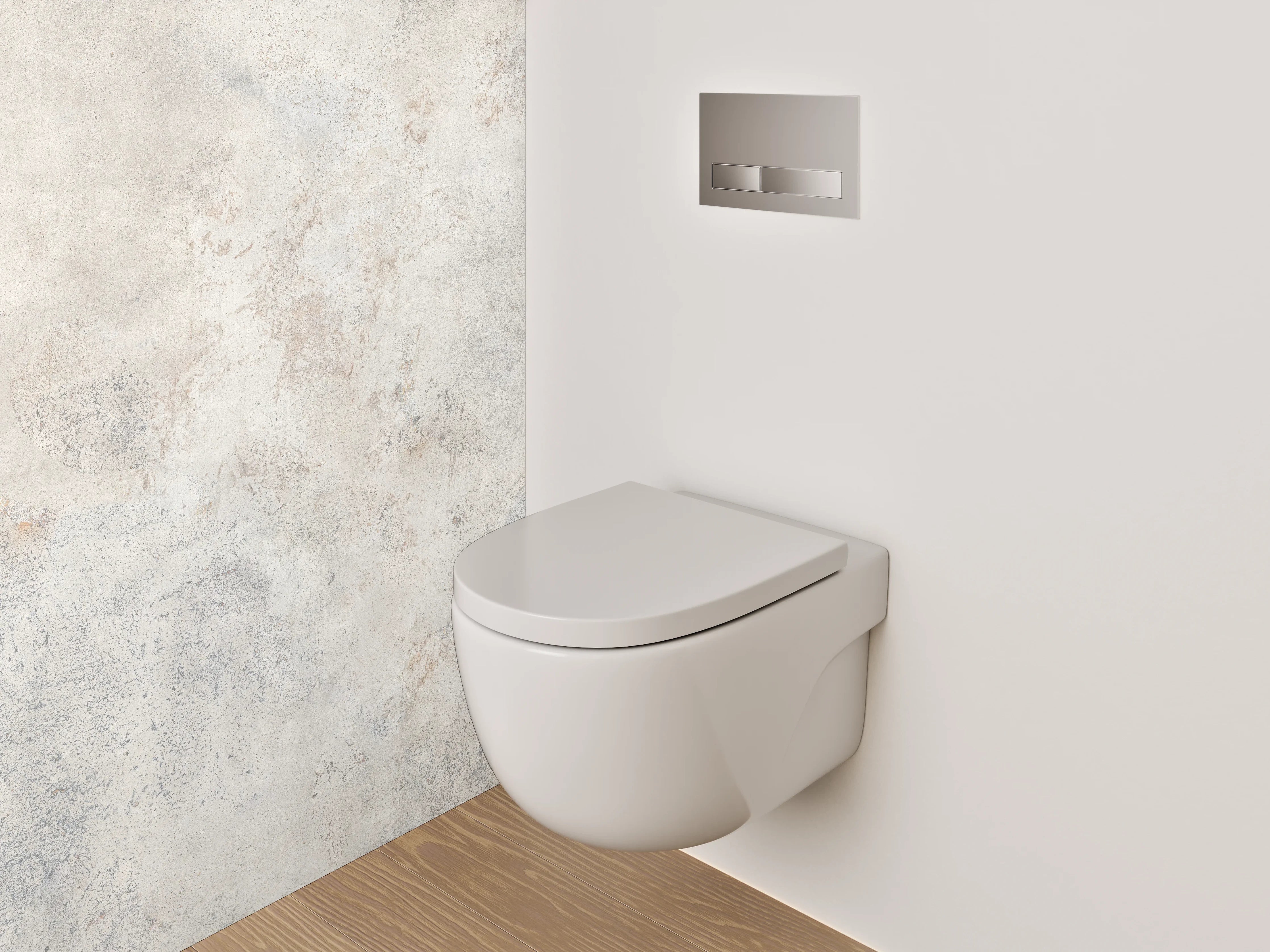 WC-Rückwand - Weiße Betonoptik Wandverkleidung