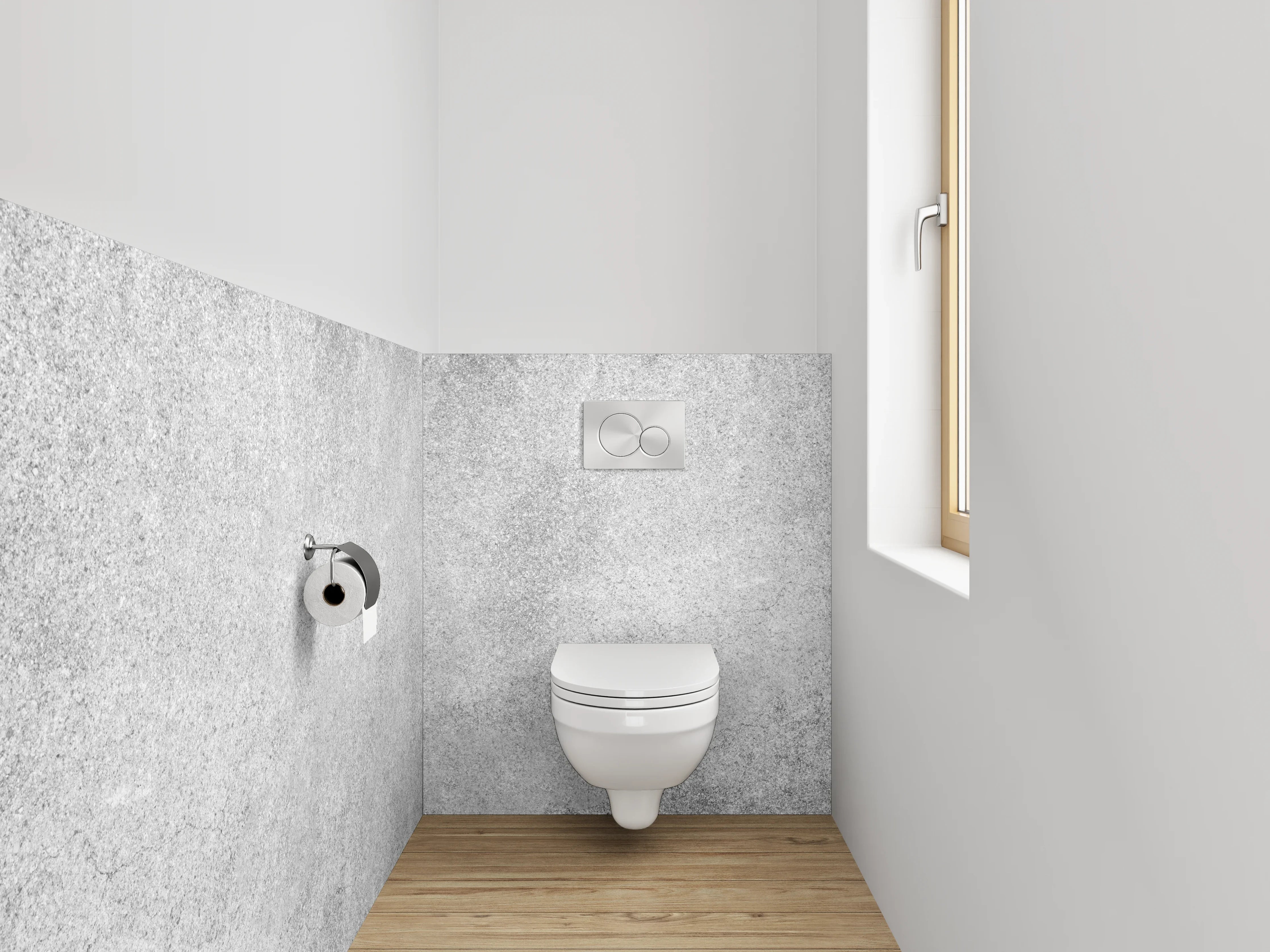 WC-Rückwand - Weiße Betonoptik mit grauer Struktur