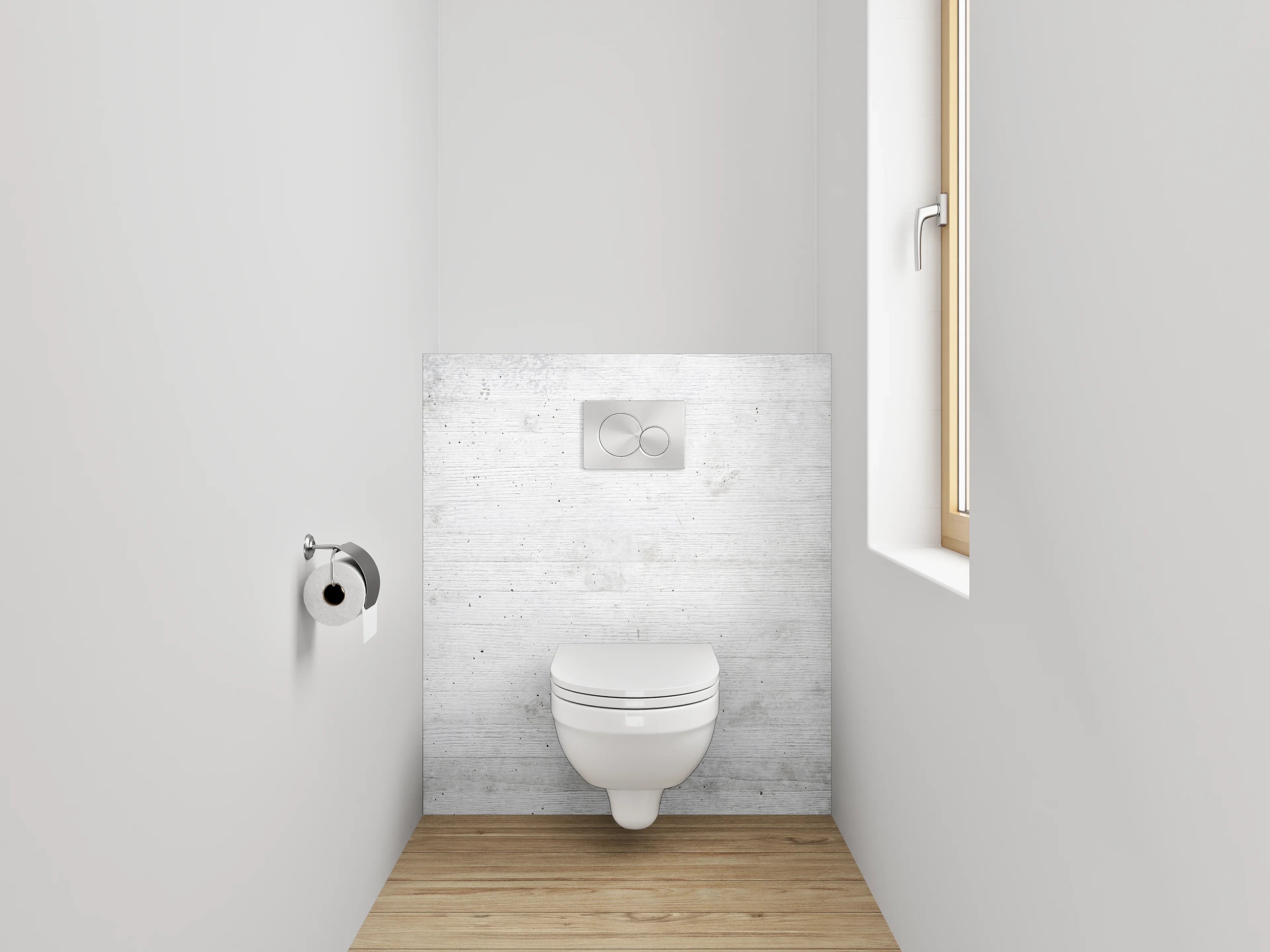 WC-Rückwand - Weiße Betonwand minimalistisch modern