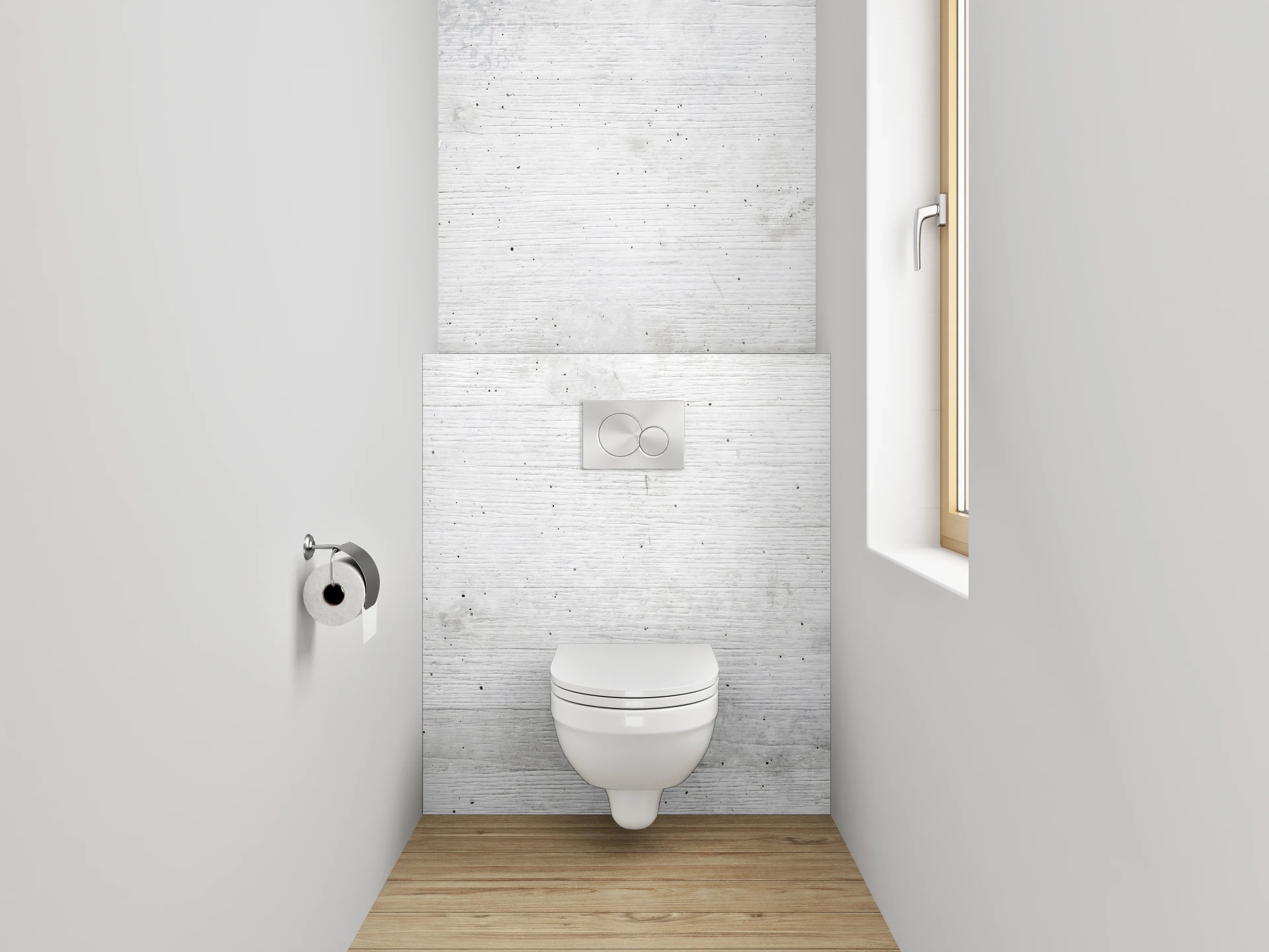 WC-Rückwand - Weiße Betonwand minimalistisch modern