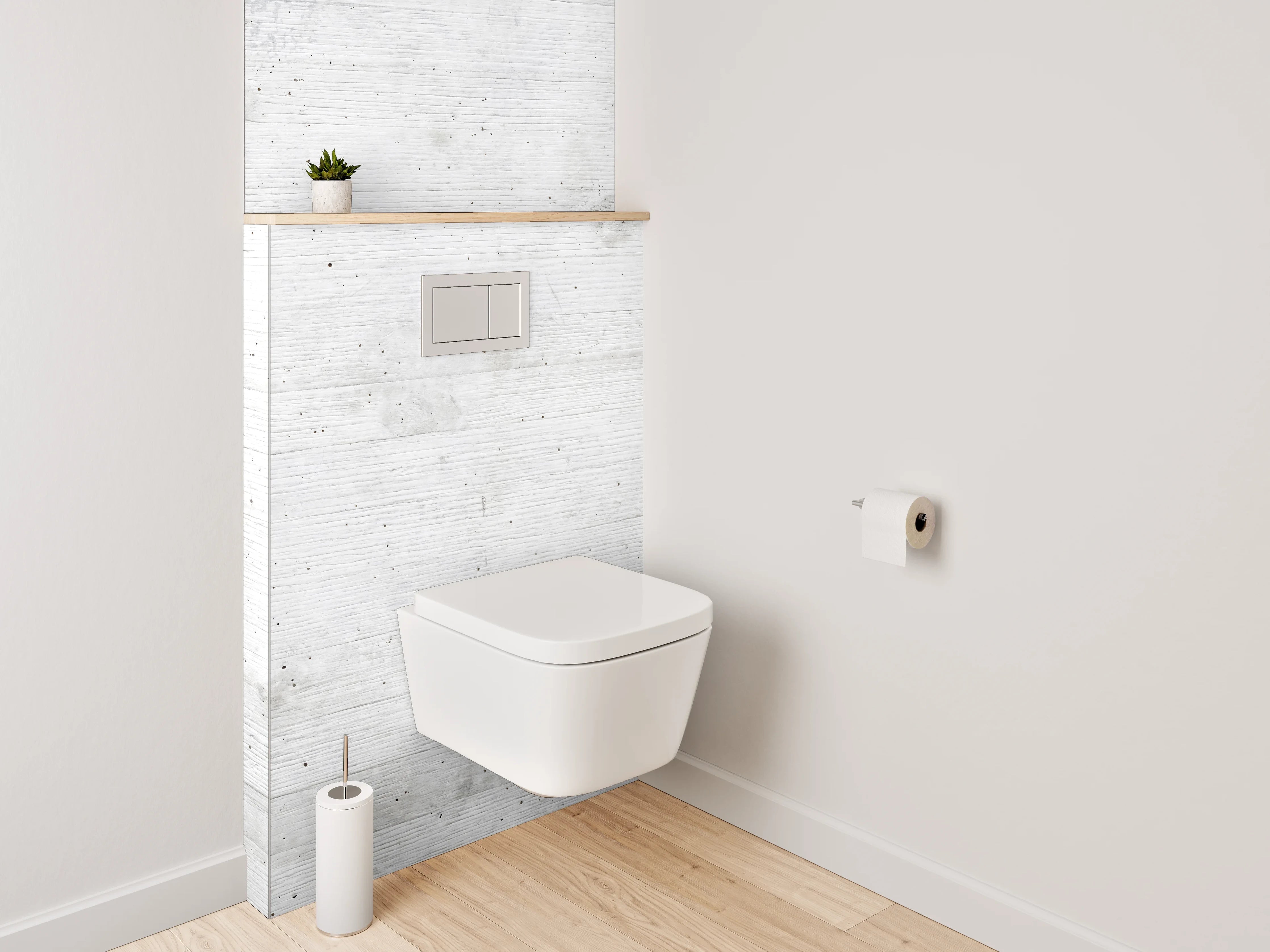 WC-Rückwand - Weiße Betonwand minimalistisch modern