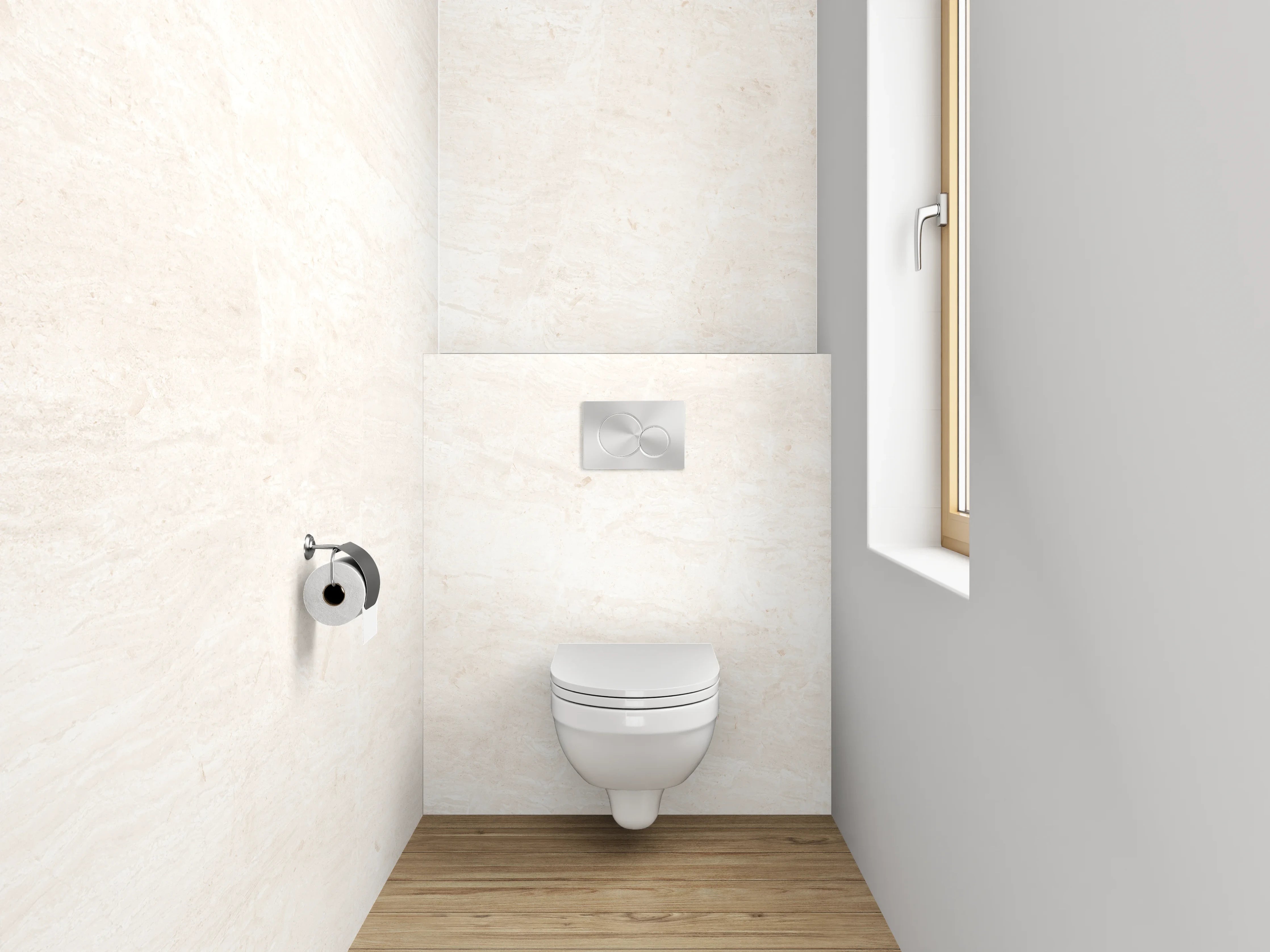 WC-Rückwand - Weiße Betonwand mit subtiler Struktur