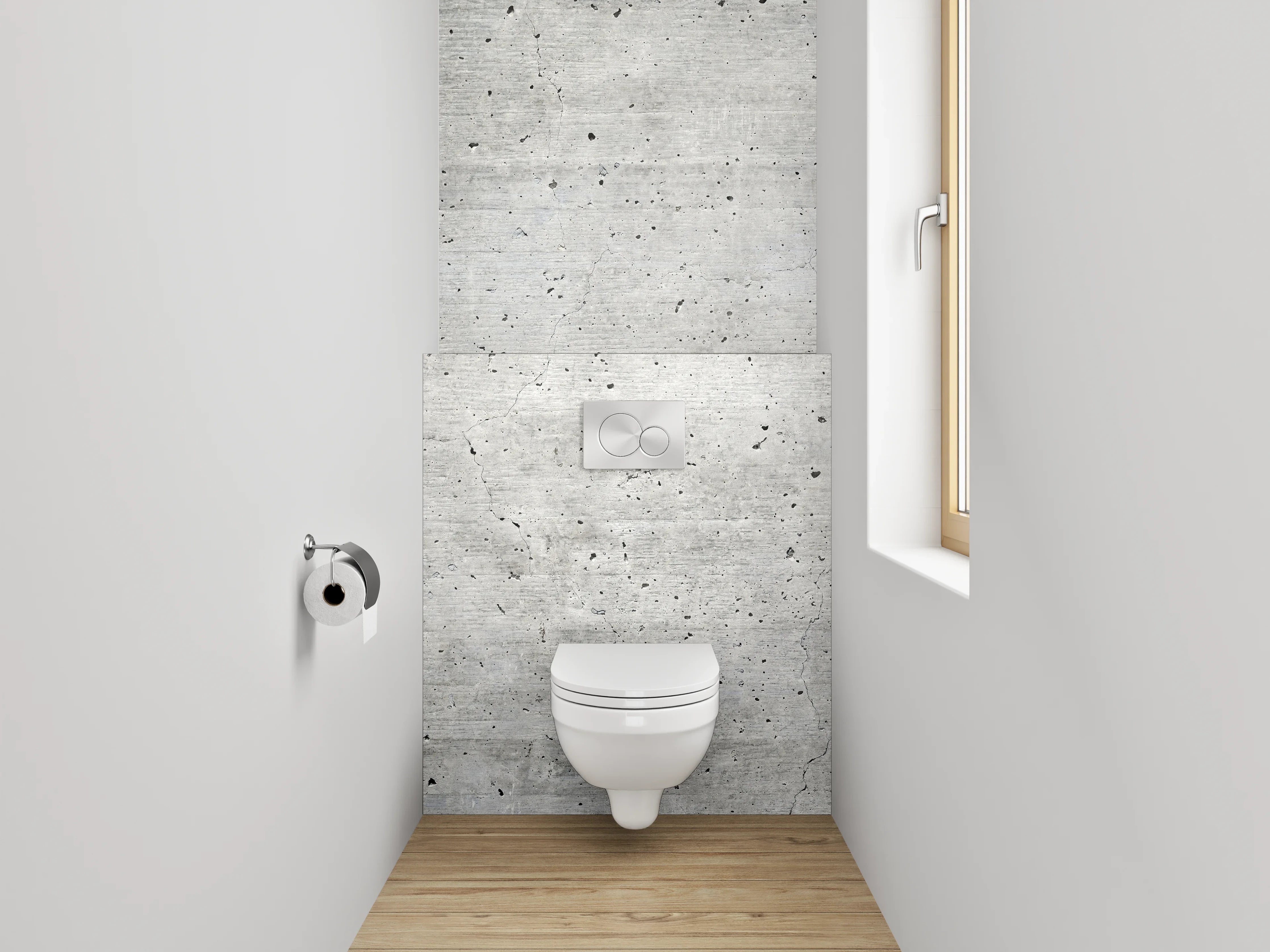 WC-Rückwand - Weiße Betonwand modern minimalistisch
