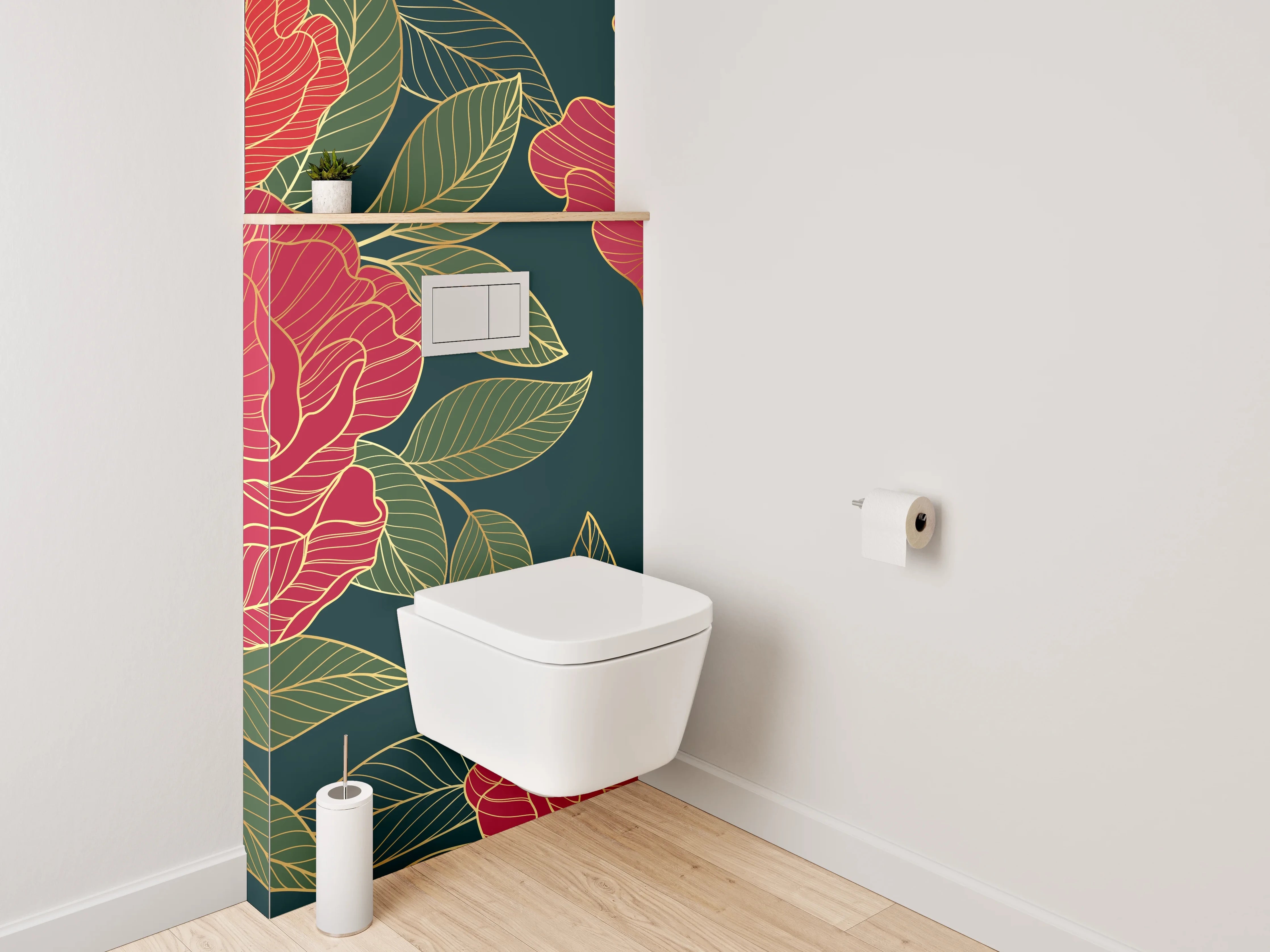 WC-Rückwand - Weiße Blüten im grauen Schatten