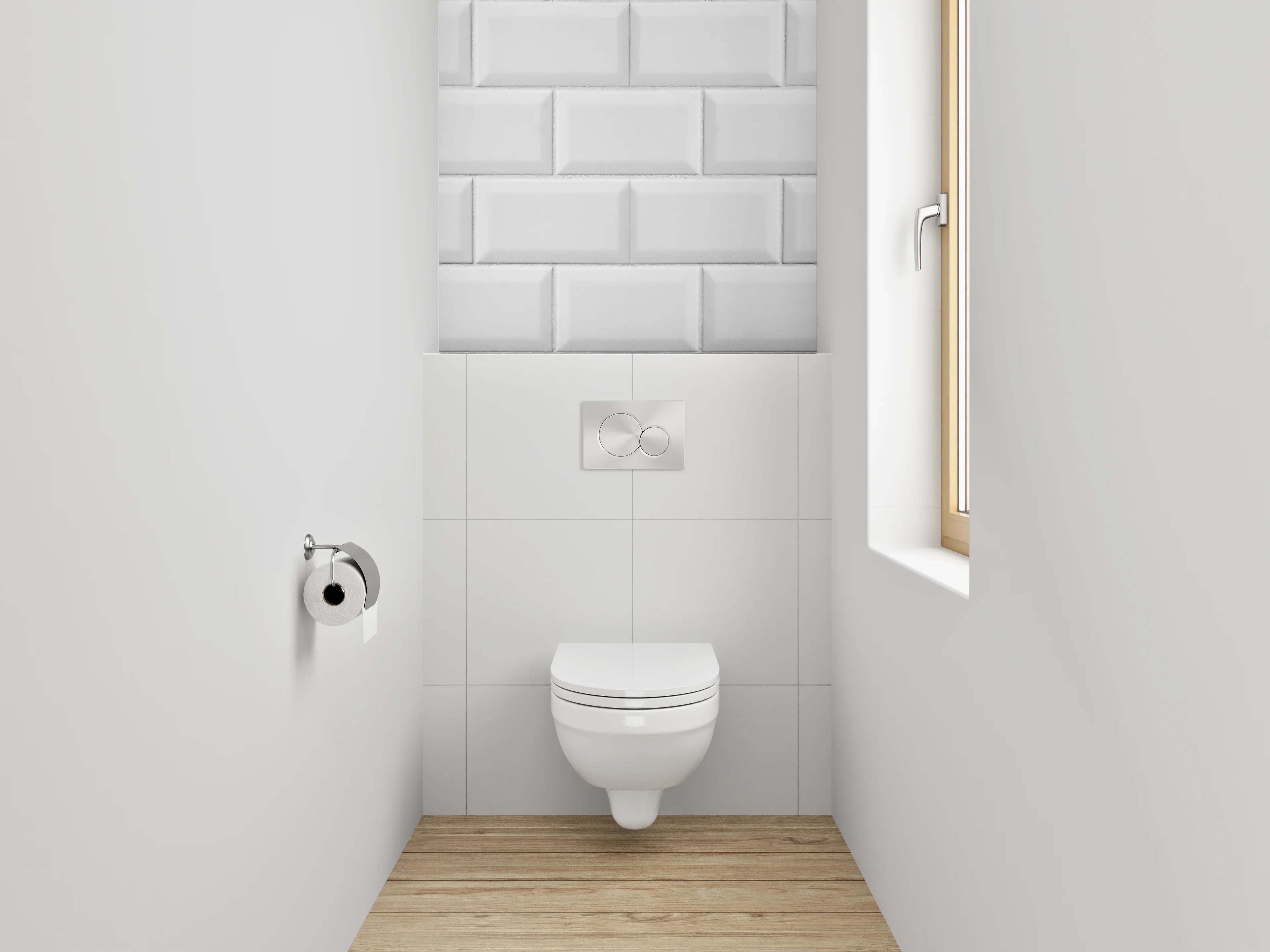WC-Rückwand - Weiße Fliesen mit 3D-Muster
