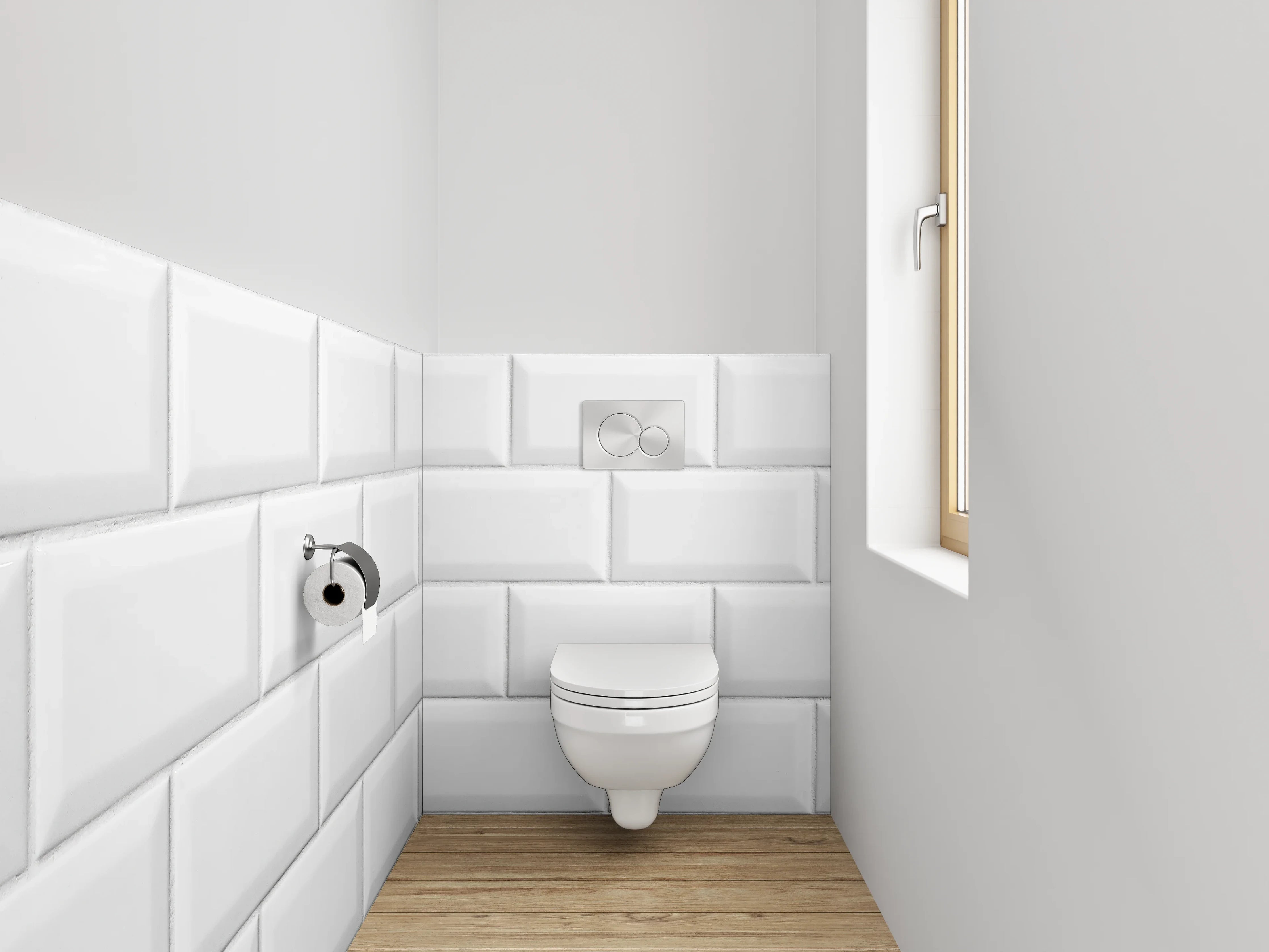 WC-Rückwand - Weiße Fliesen mit 3D-Muster