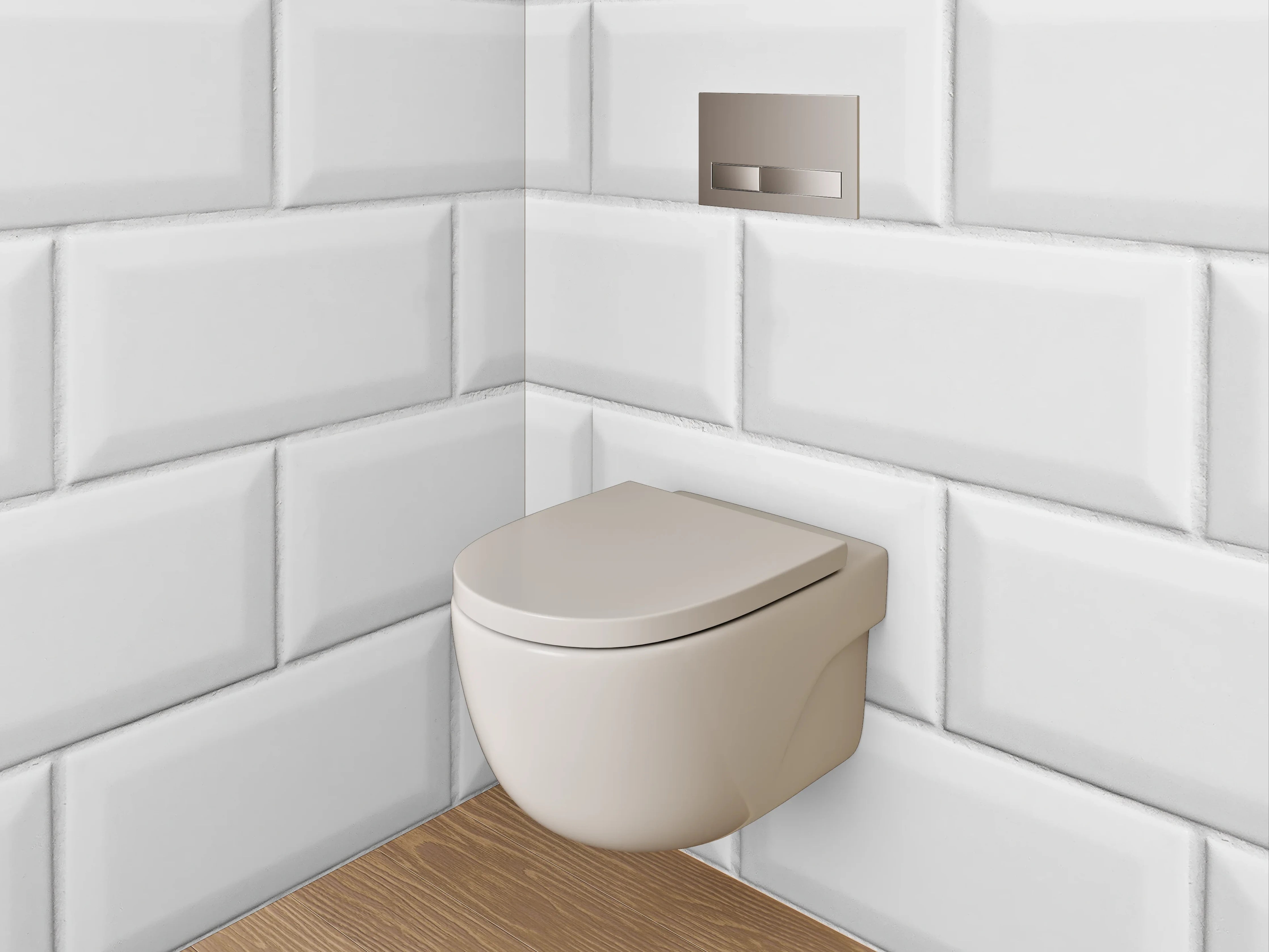 WC-Rückwand - Weiße Fliesen mit 3D-Muster