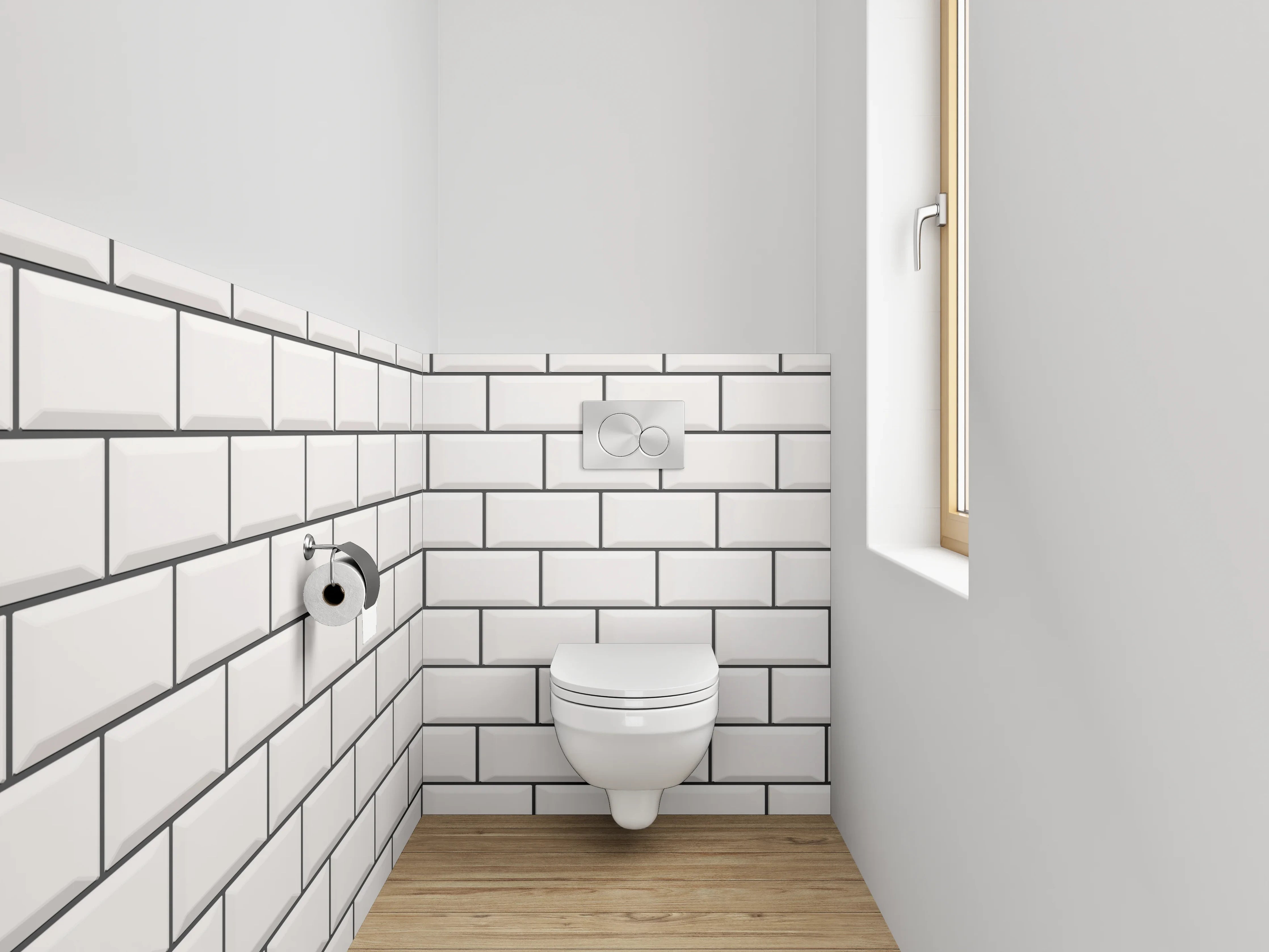WC-Rückwand - Weiße Fliesenoptik minimalistisch