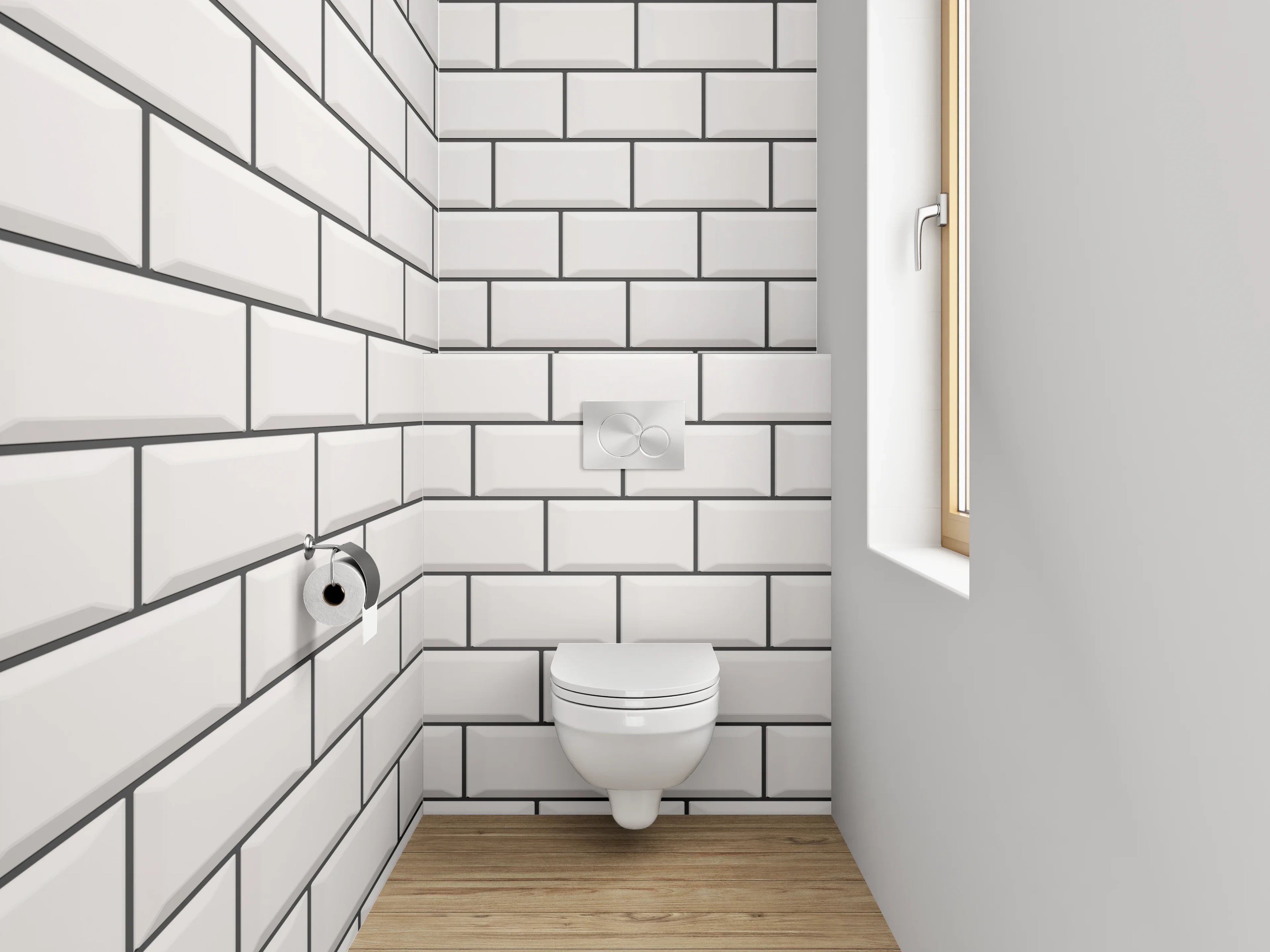 WC-Rückwand - Weiße Fliesenoptik minimalistisch