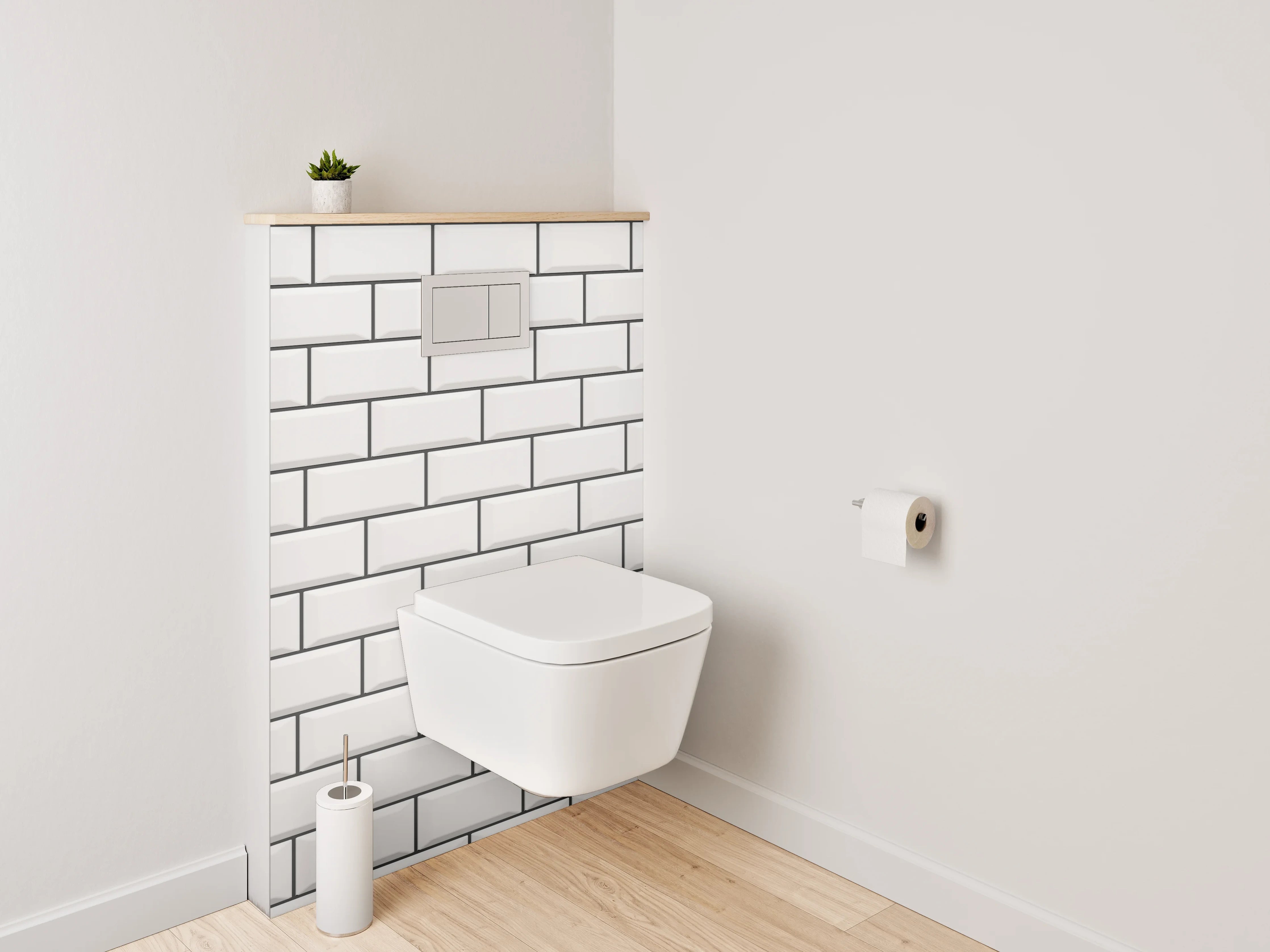 WC-Rückwand - Weiße Fliesenoptik minimalistisch