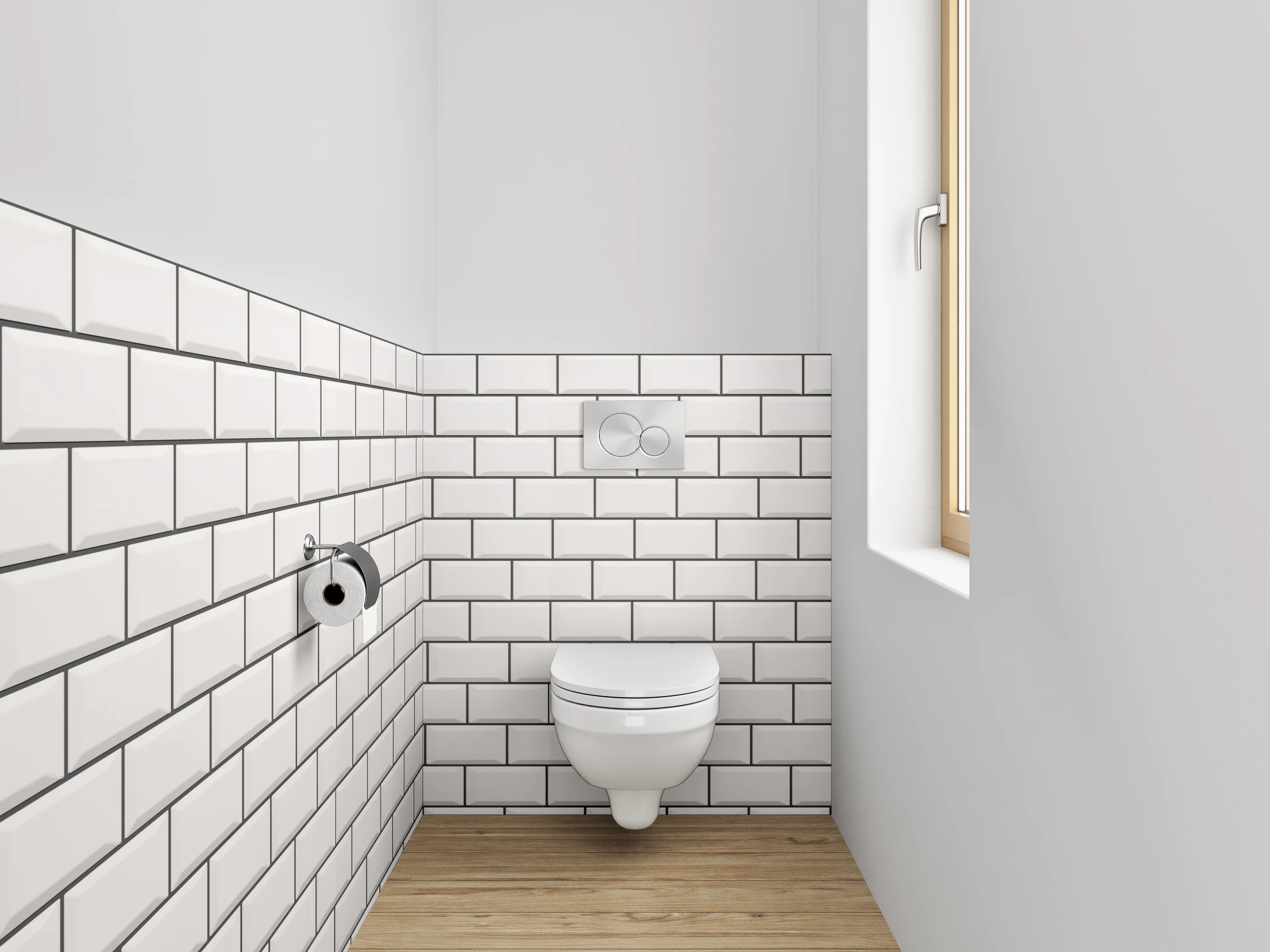 WC-Rückwand - Weiße Fliesenstruktur Wandmotiv