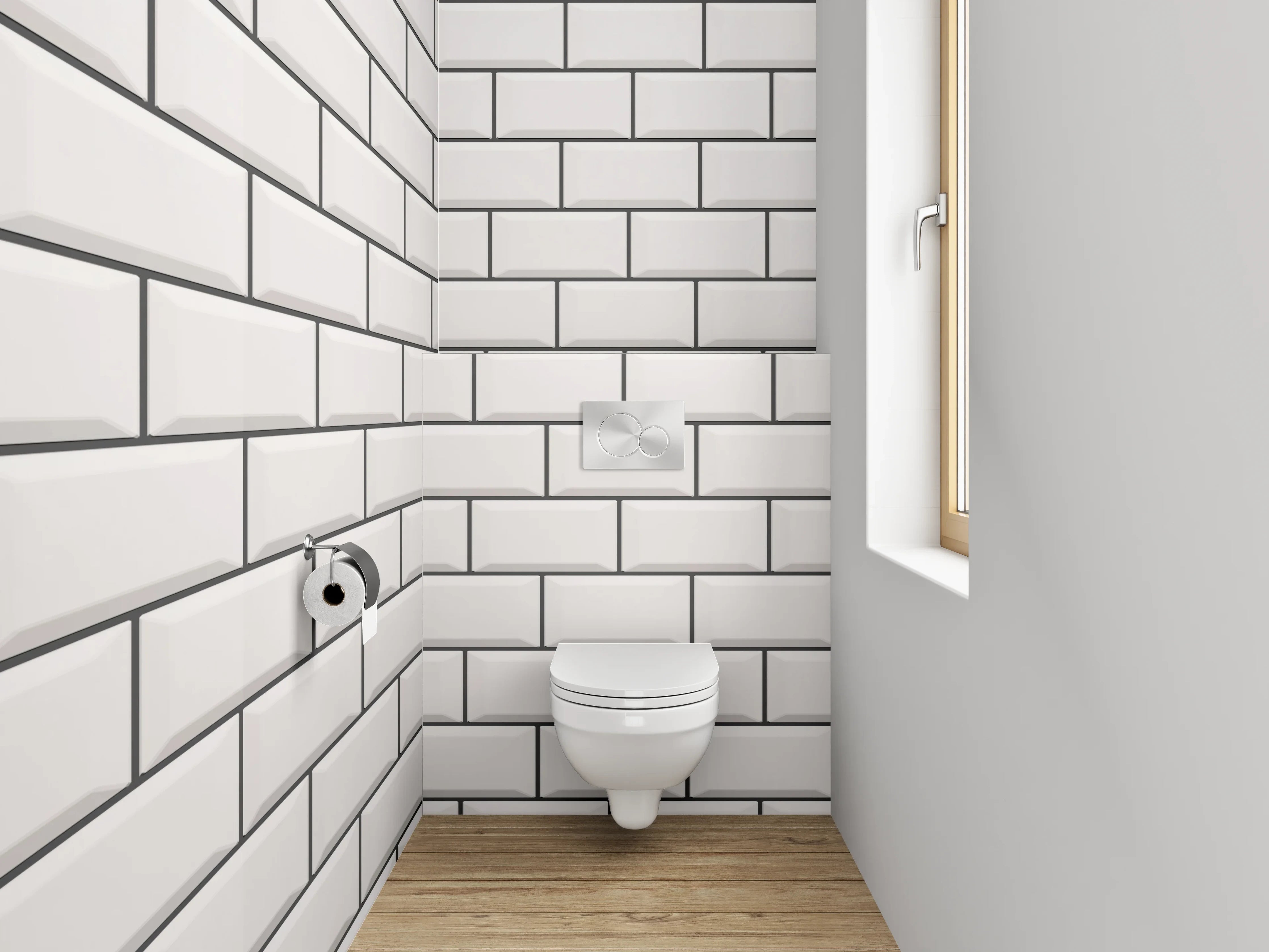 WC-Rückwand - Weiße Fliesenstruktur Wandmotiv