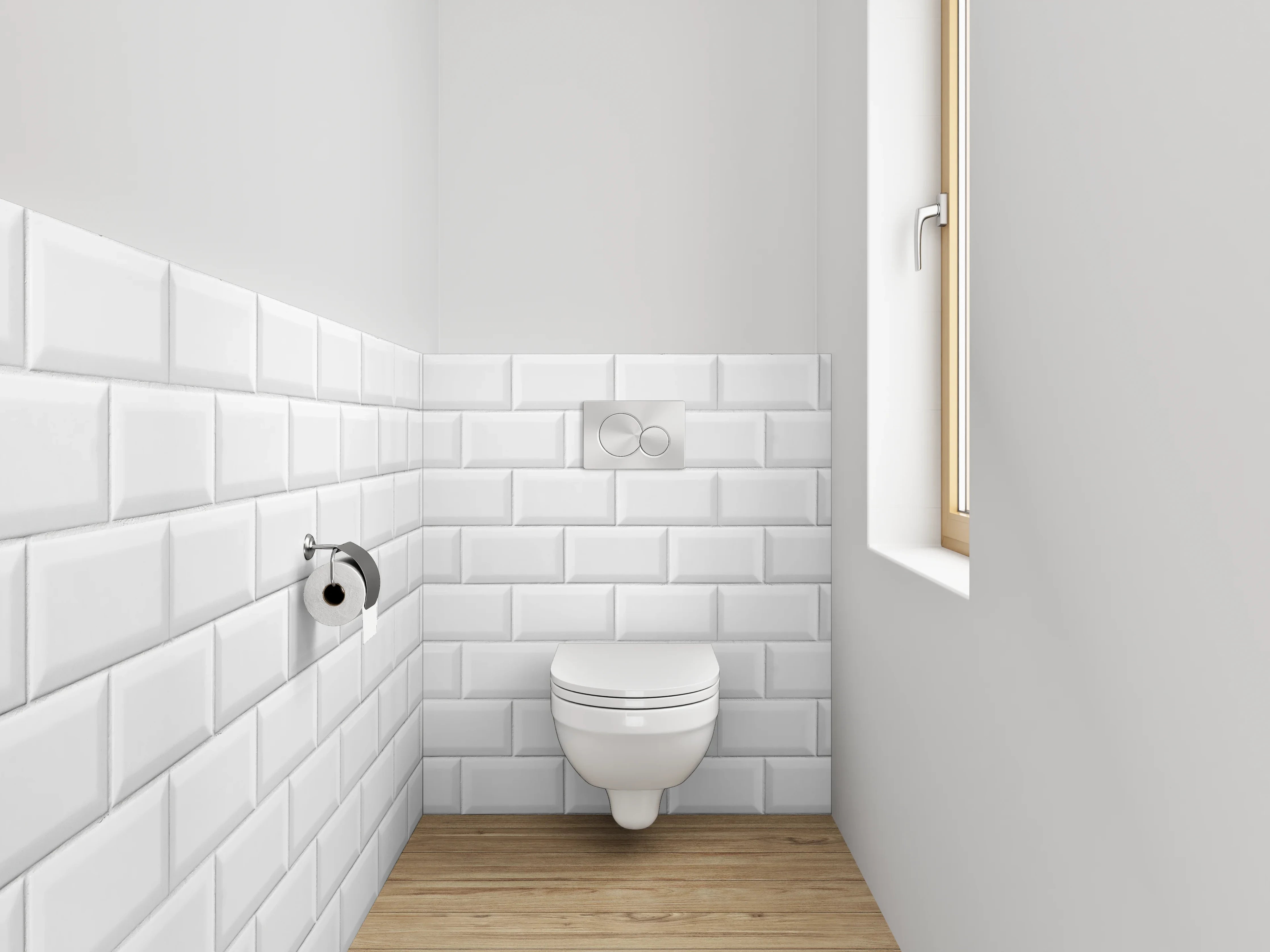 WC-Rückwand - Weiße Fliesenstruktur – Moderne Kacheloptik