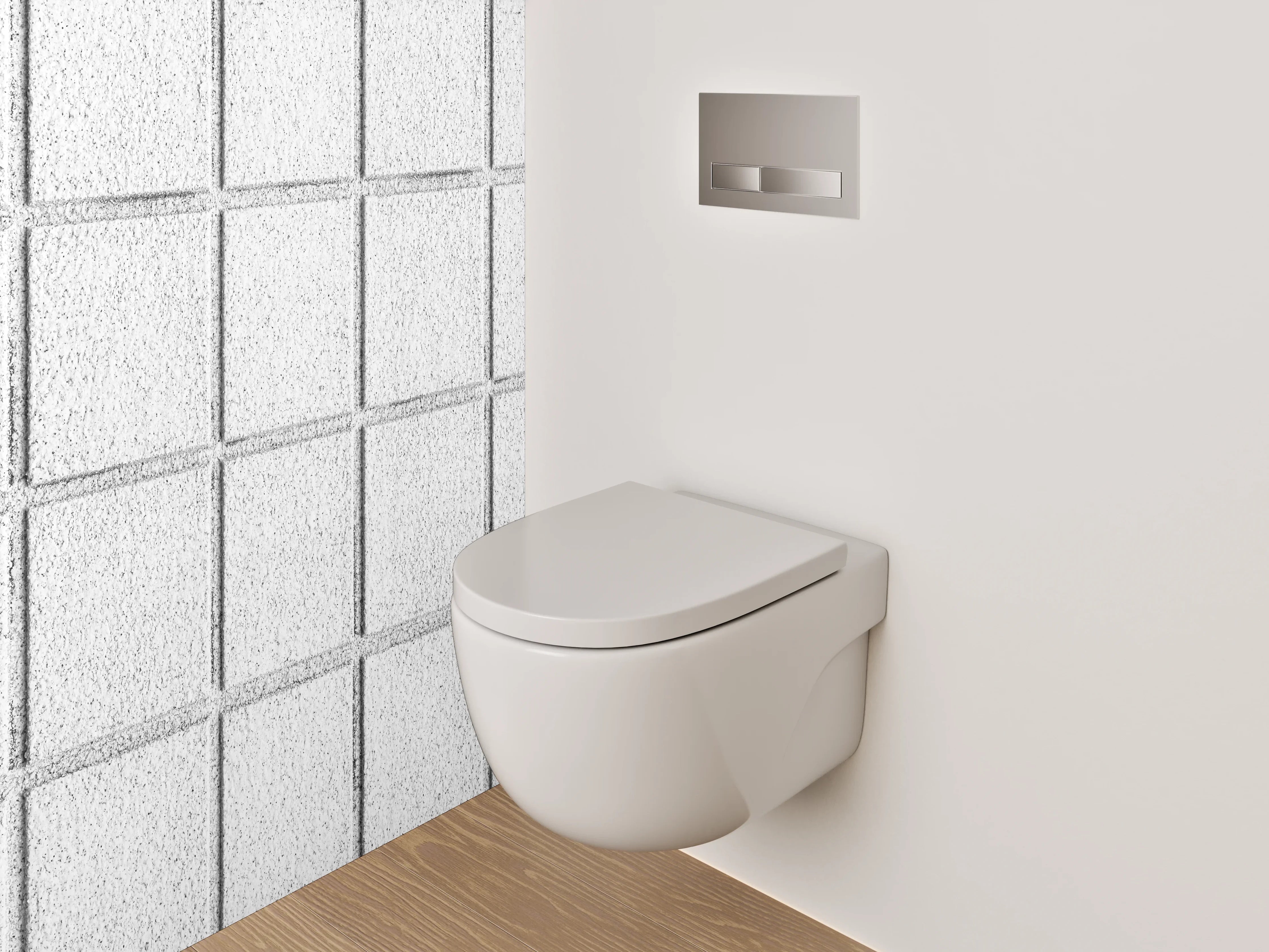 WC-Rückwand - Weiße Fliesenstruktur mit feinen Linien