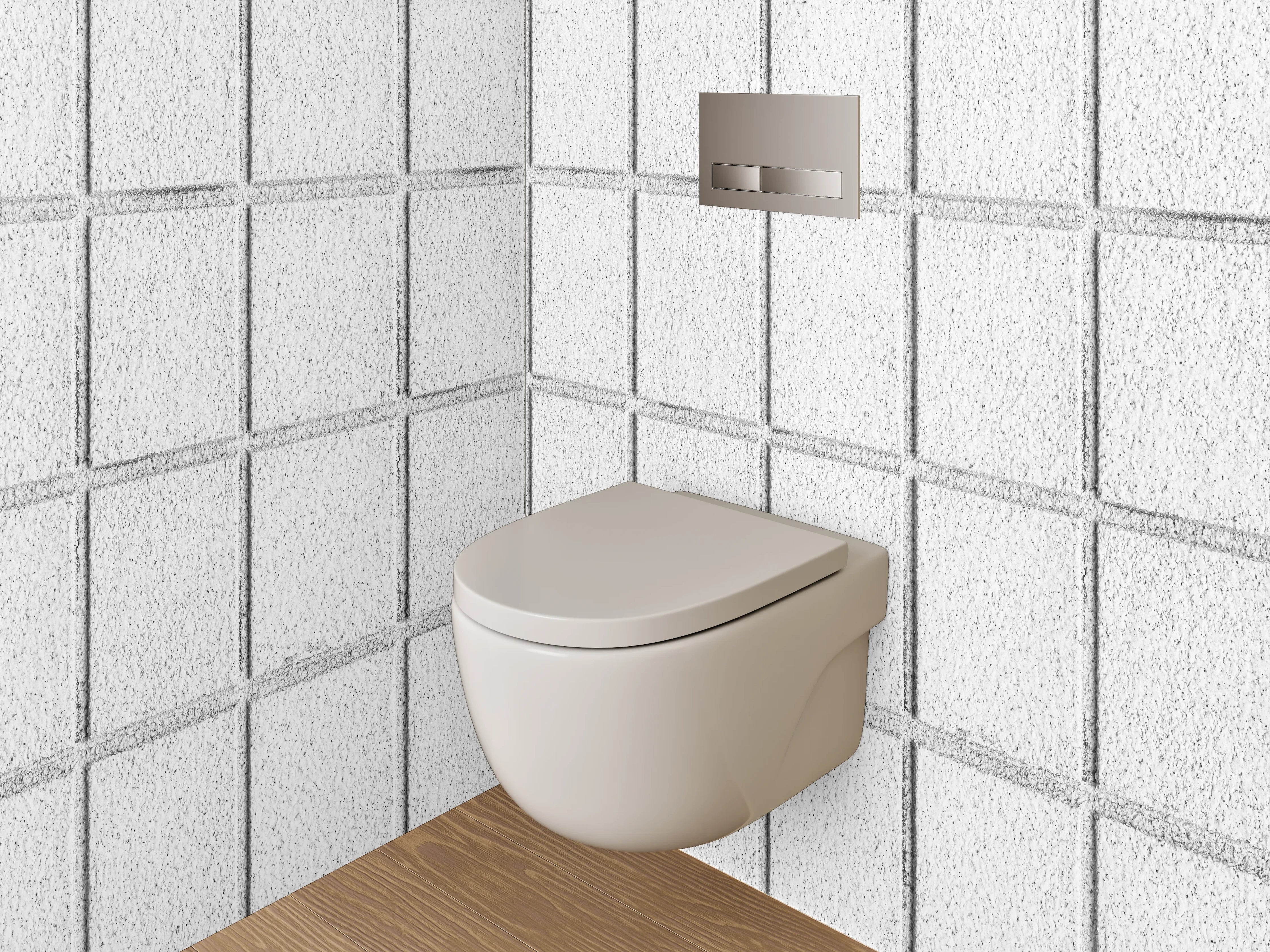 WC-Rückwand - Weiße Fliesenstruktur mit feinen Linien