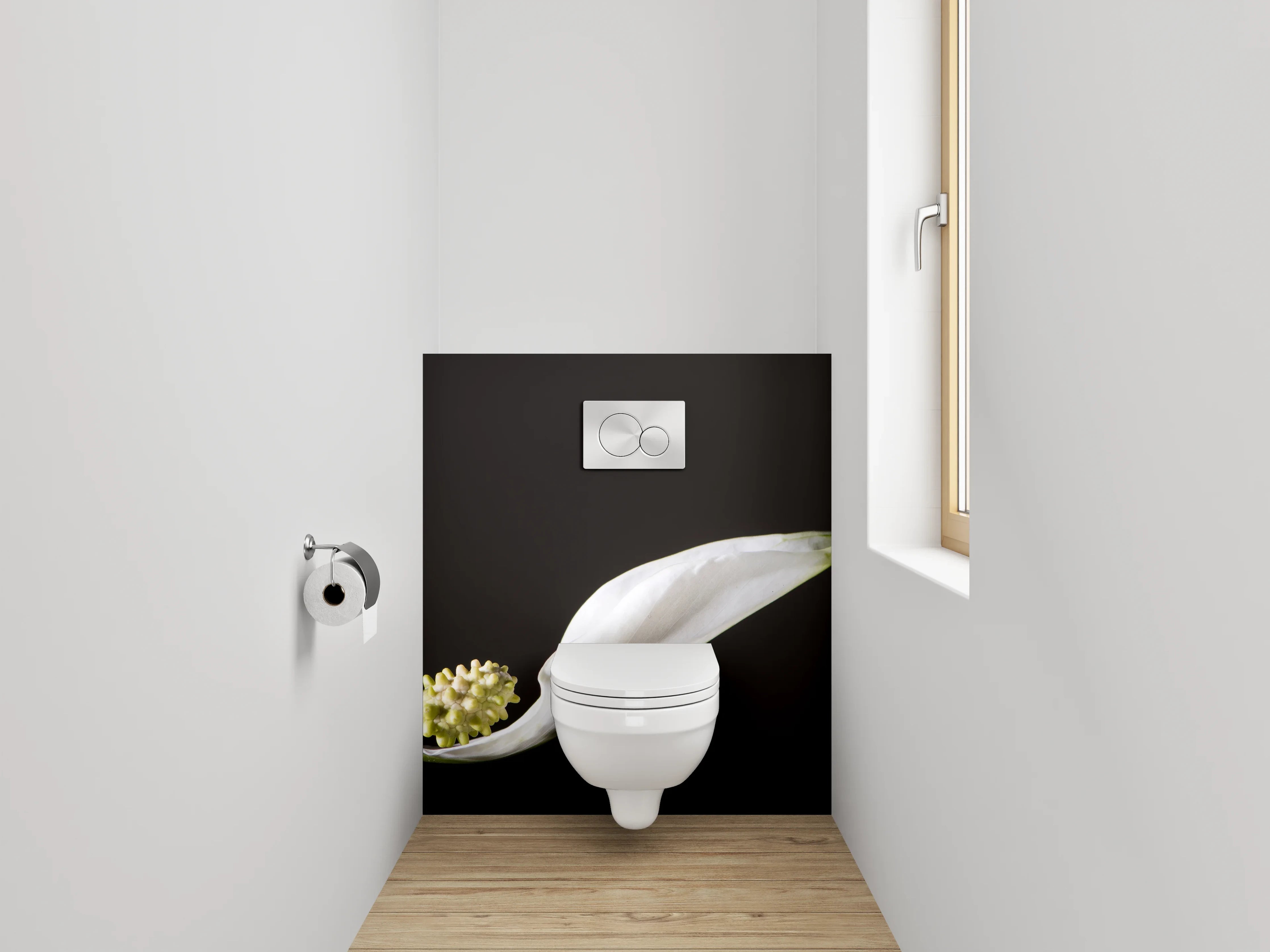 WC-Rückwand - Weiße Friedenslilie minimalistisch