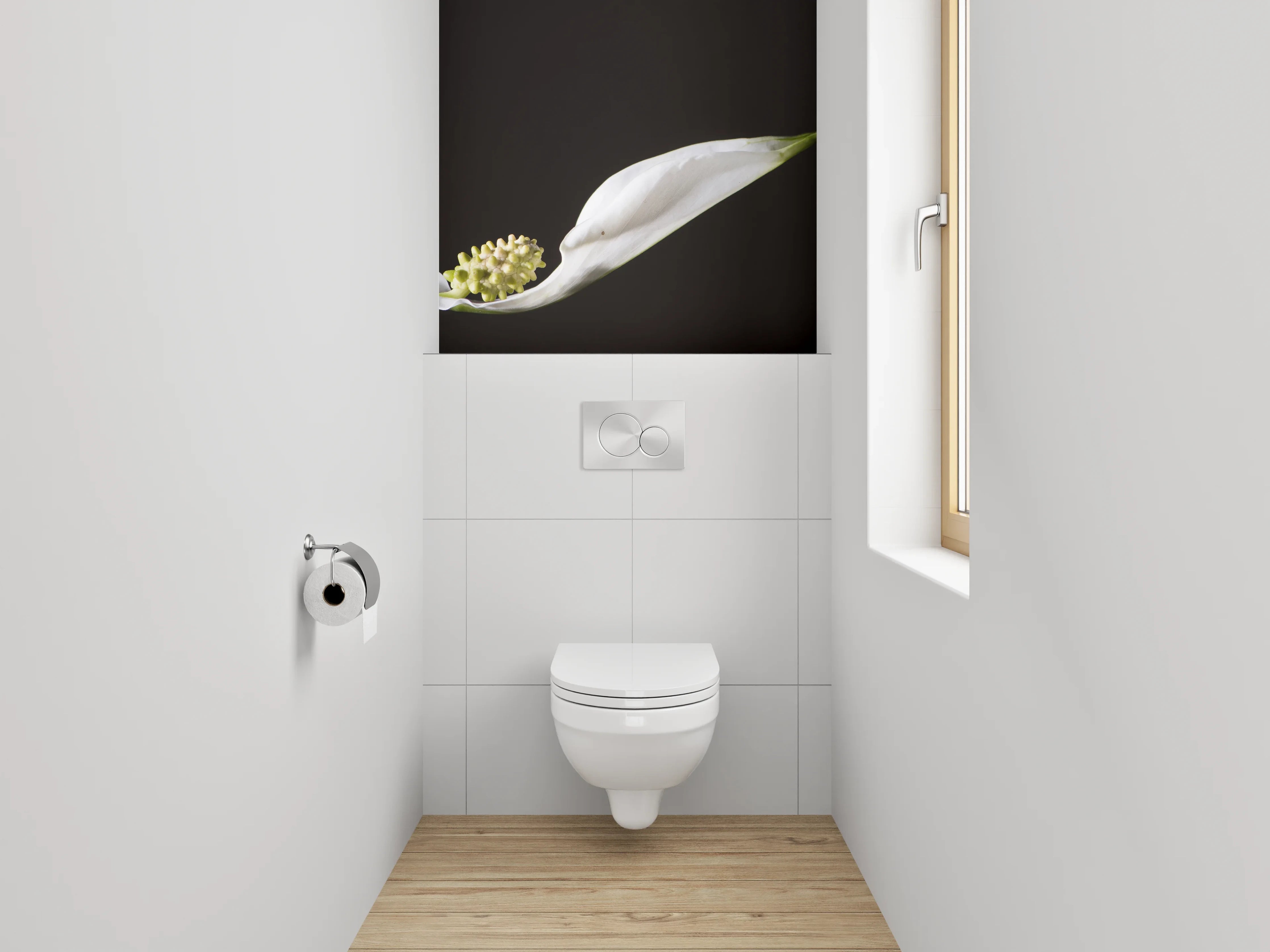 WC-Rückwand - Weiße Friedenslilie minimalistisch