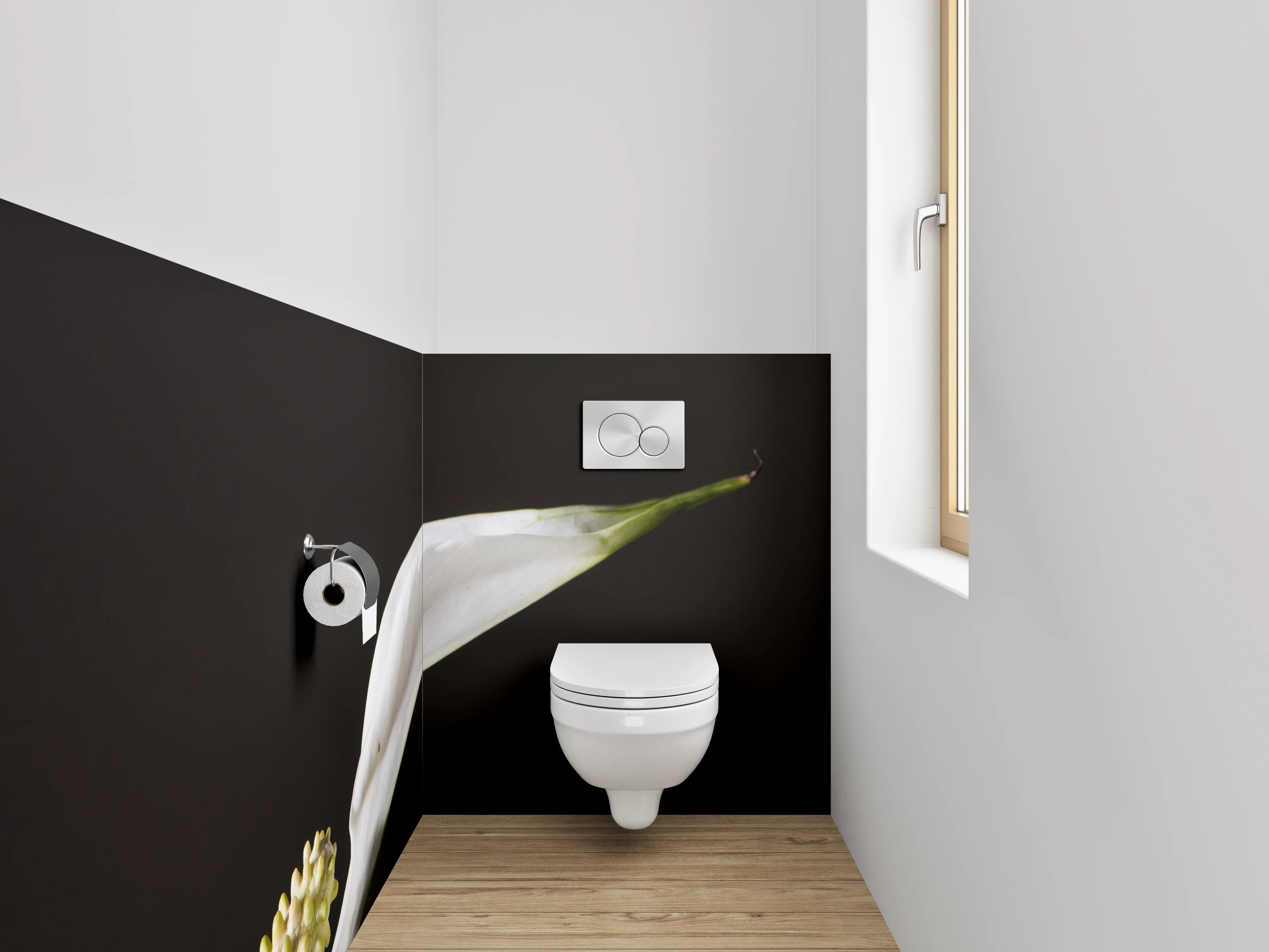WC-Rückwand - Weiße Friedenslilie minimalistisch