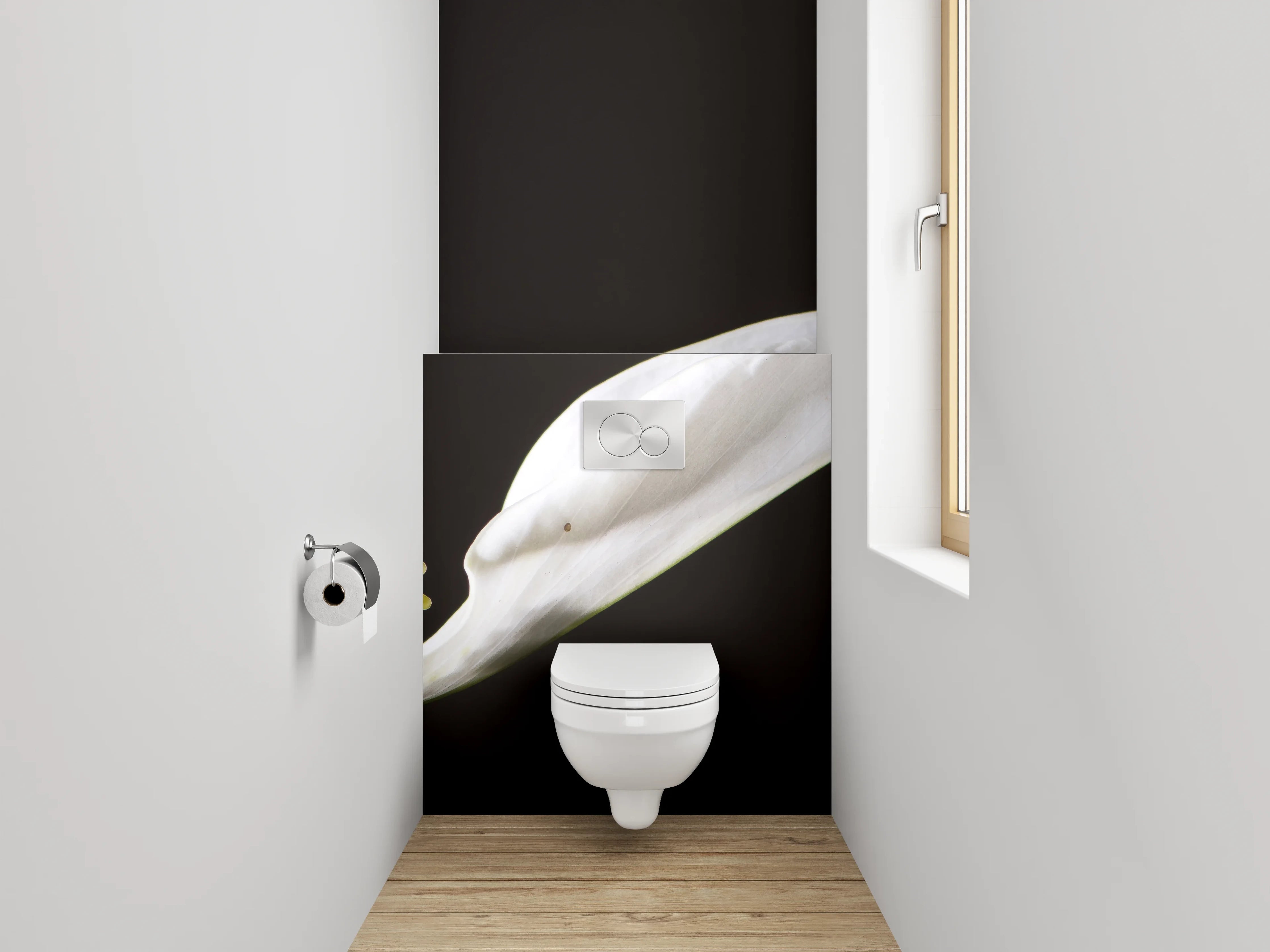 WC-Rückwand - Weiße Friedenslilie minimalistisch